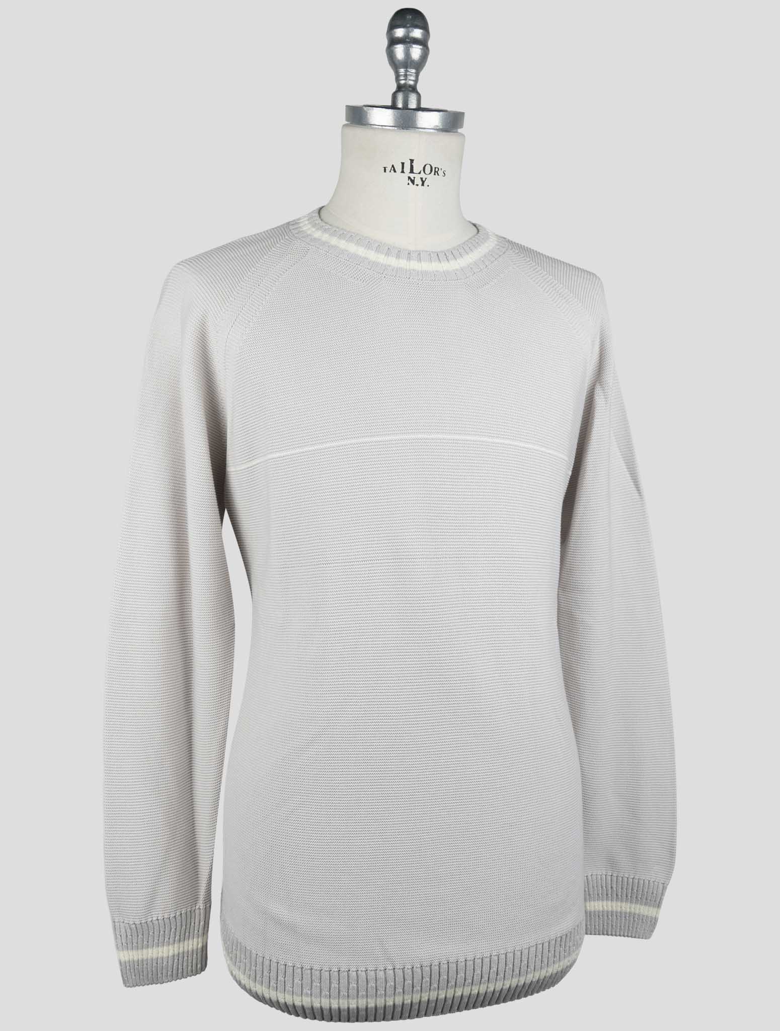 Kiton Gray Cotton Sweater Crewneck