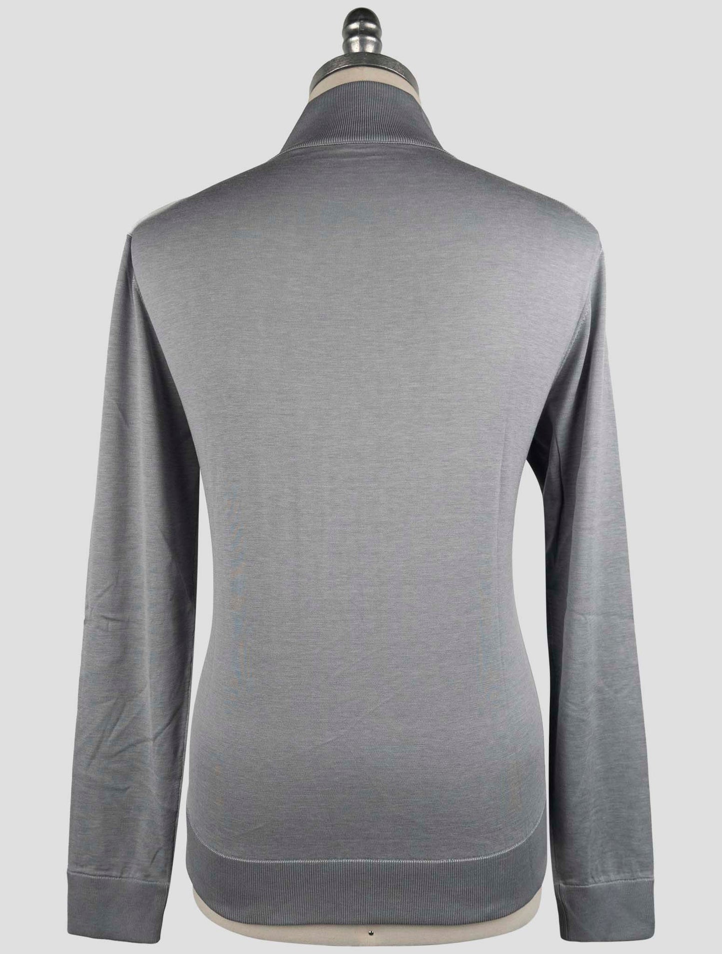 Kiton Gray Silk Cotton Sweater Full Zip