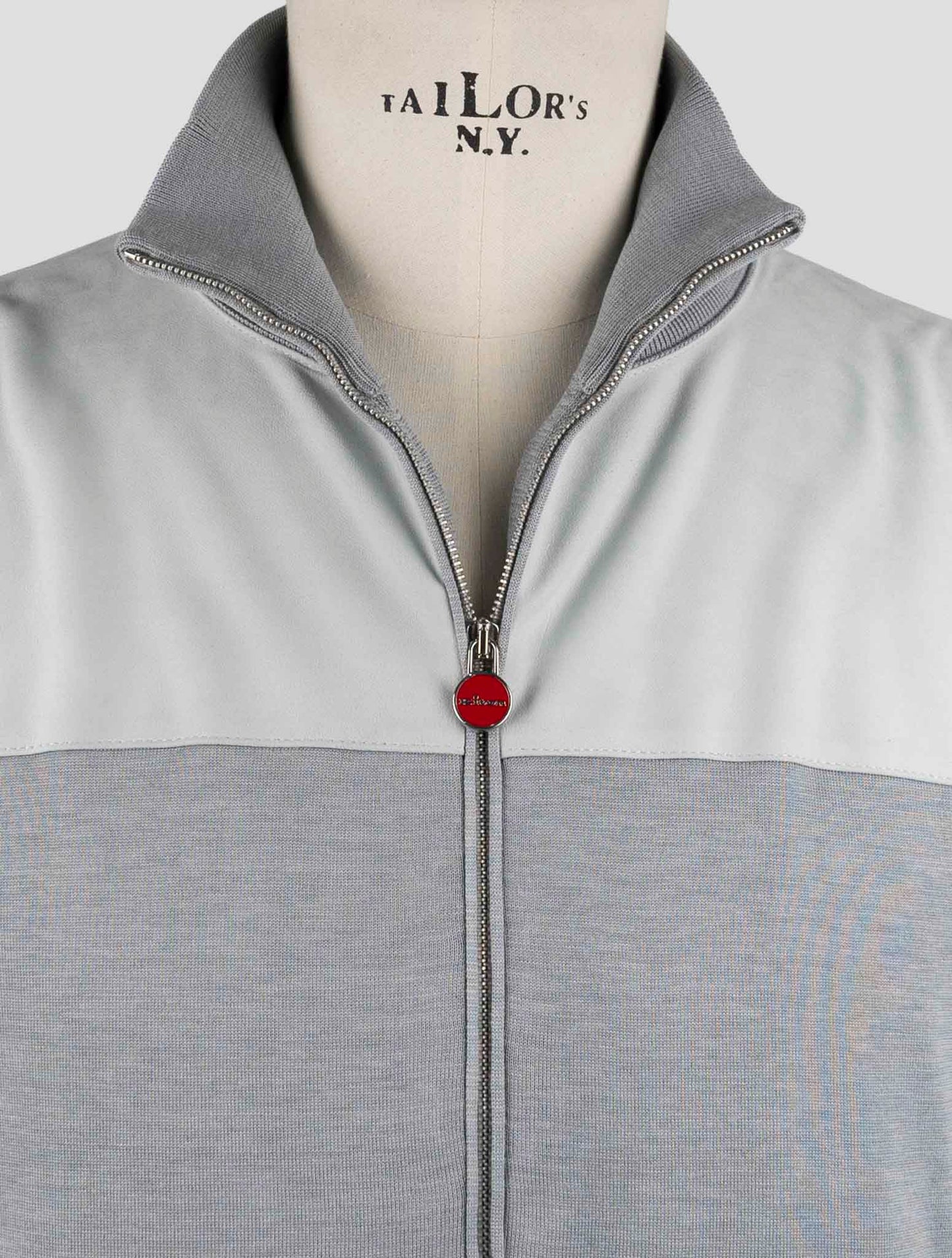 Kiton Gray Silk Cotton Sweater Full Zip