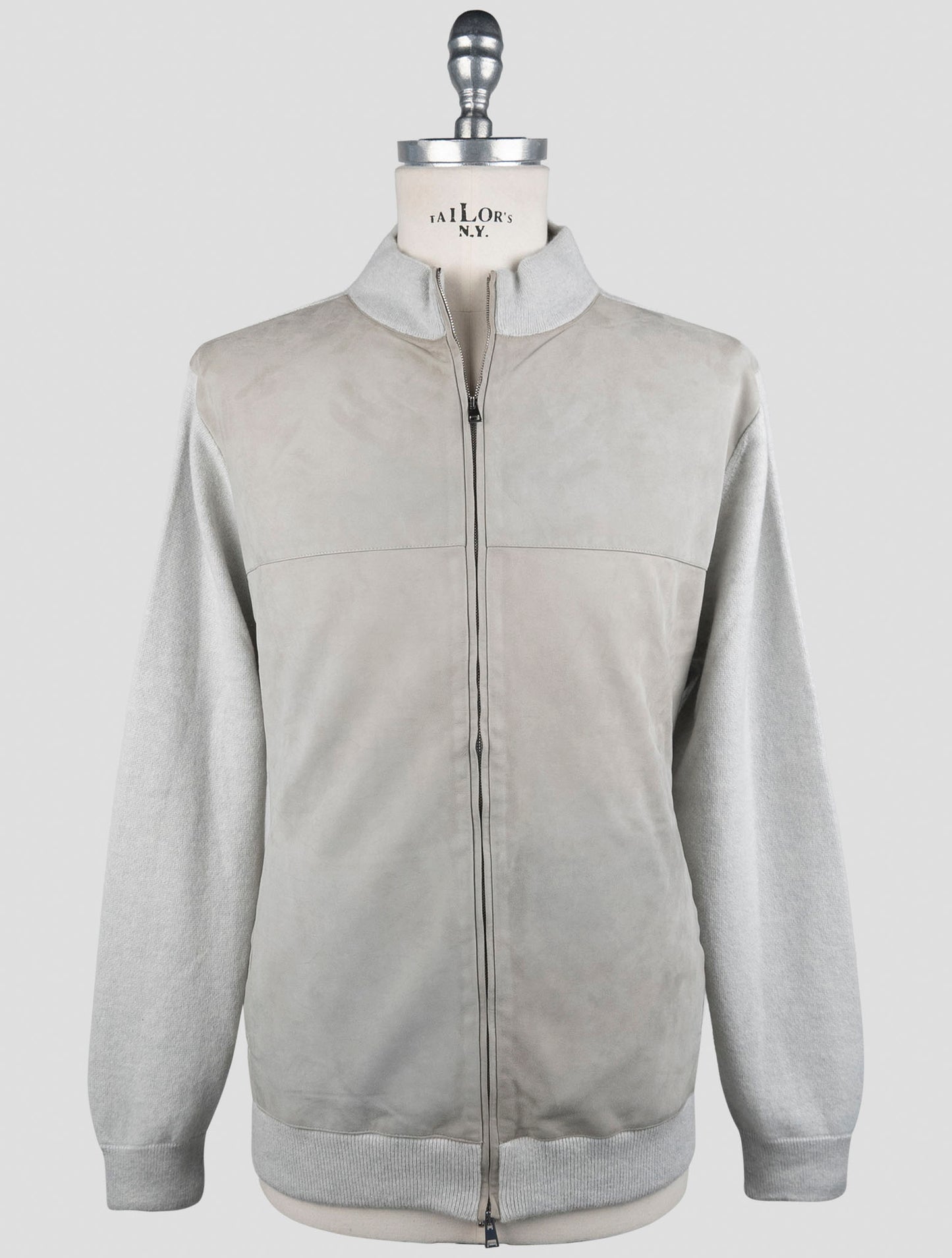 Kiton Gray Leather Suede Cashmere Coat