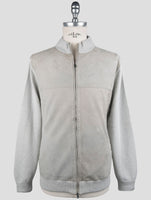 Kiton Gray Leather Suede Cashmere Coat