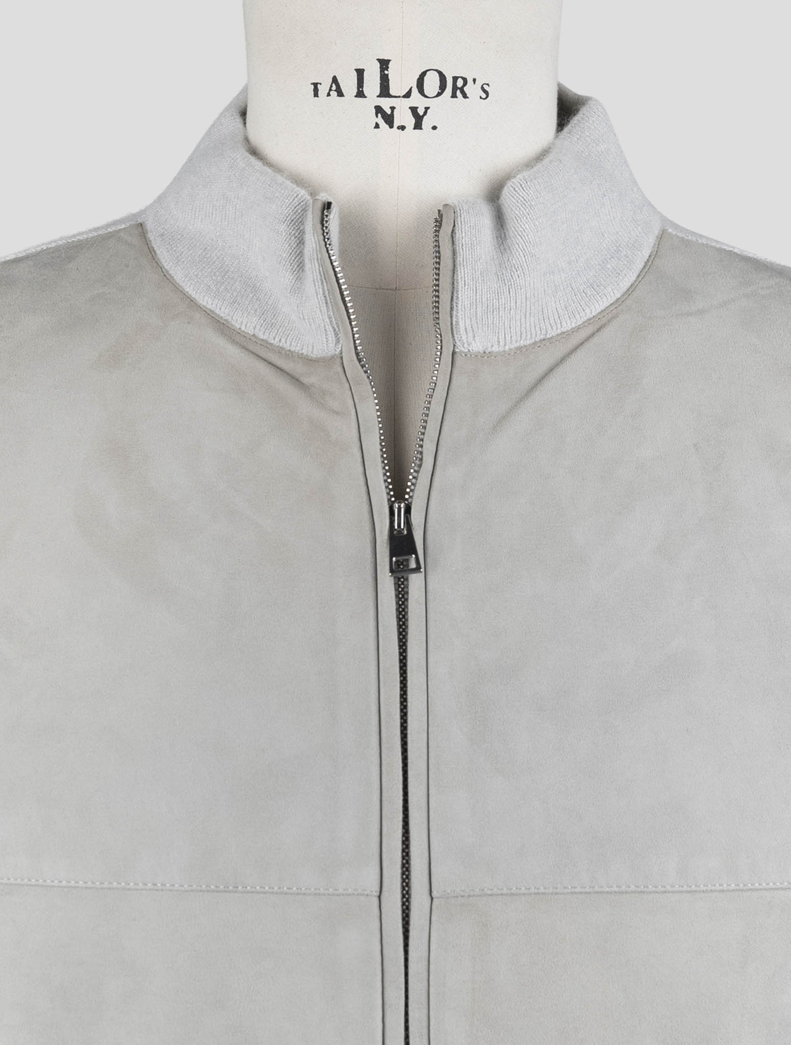 Kiton Gray Leather Suede Cashmere Coat