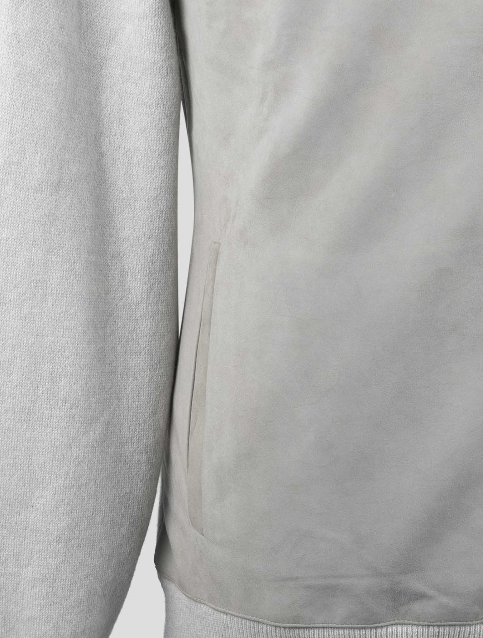 Kiton Gray Leather Suede Cashmere Coat