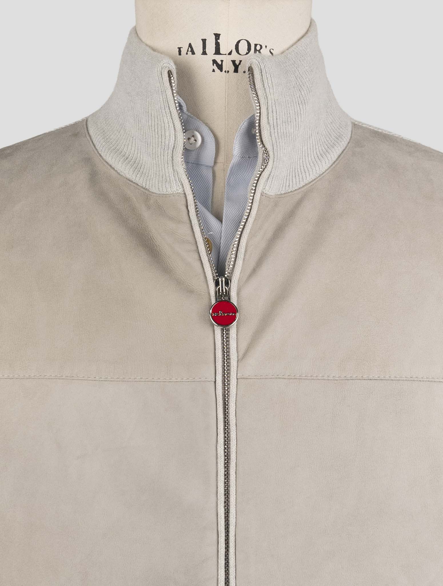 Kiton Gray Leather Suede Cashmere Coat