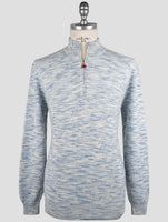 Kiton Blue White Cashmere Sweater Full Zip