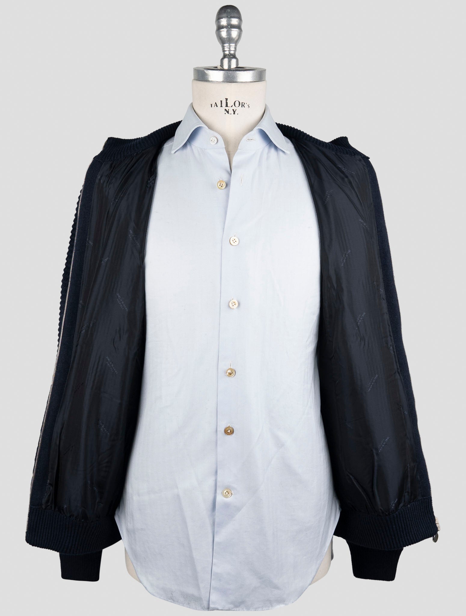Kiton Blue Cashmere Coat Full Zip
