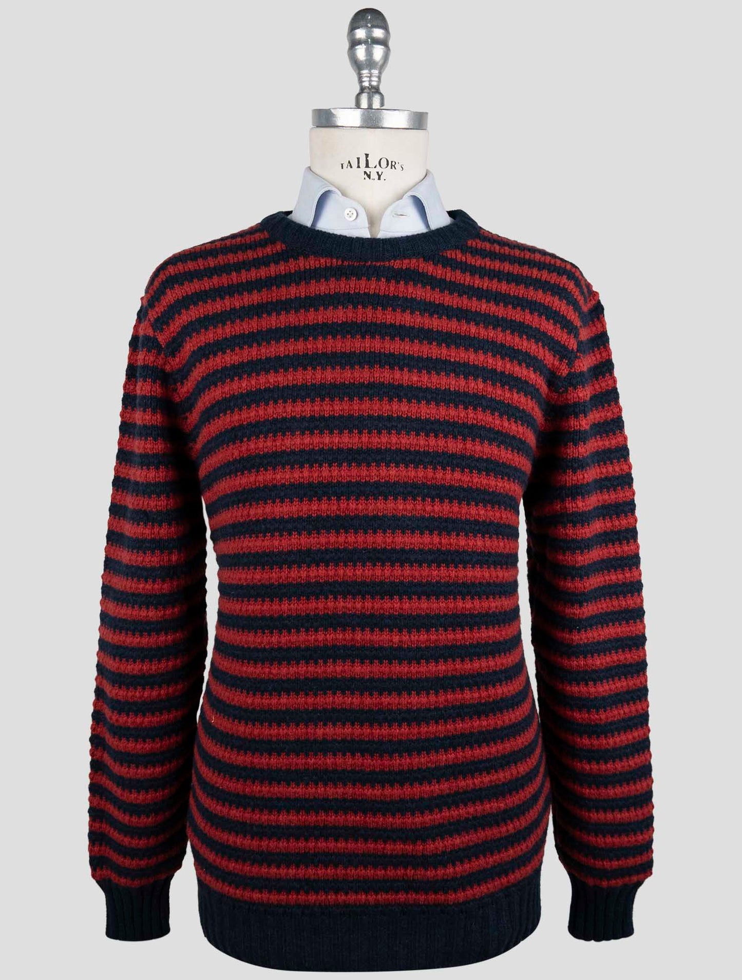 Kiton Blue Red Cashmere Sweater Crewneck