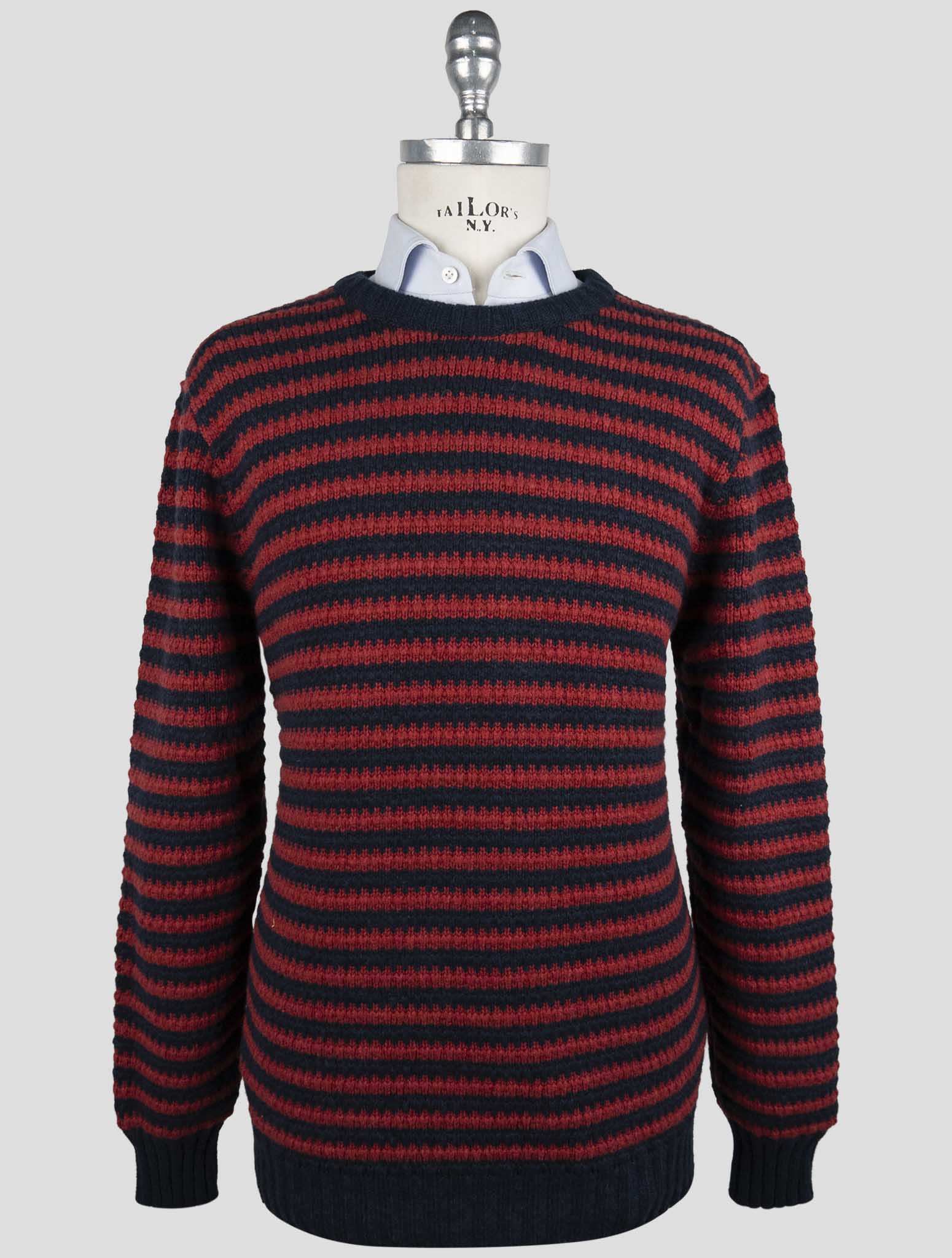 Kiton Blue Red Cashmere Sweater Crewneck