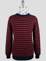 Kiton Blue Red Cashmere Sweater Crewneck