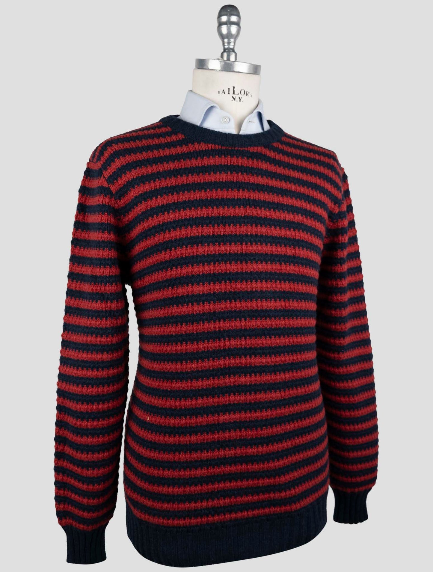 Kiton Blue Red Cashmere Sweater Crewneck