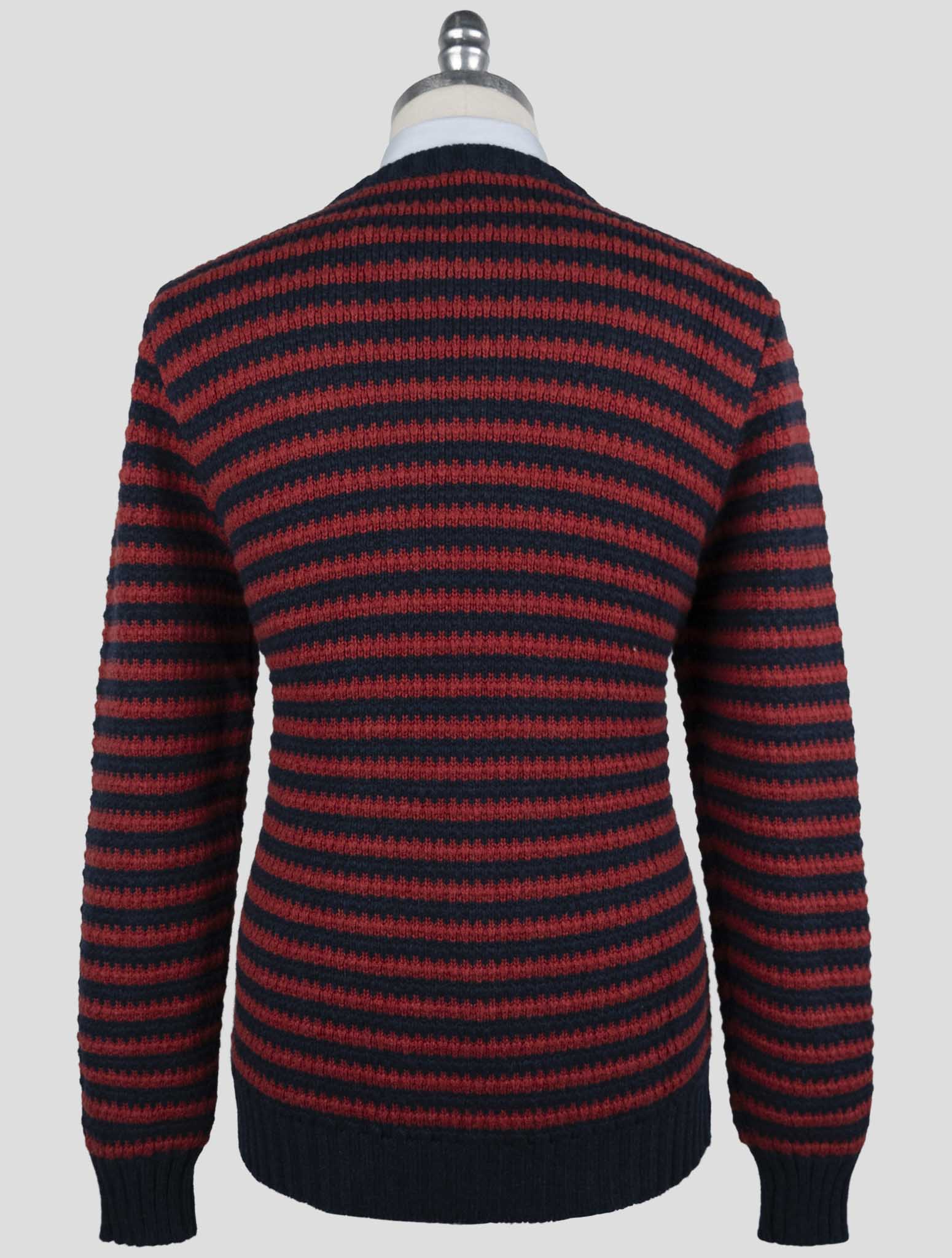 Kiton Blue Red Cashmere Sweater Crewneck