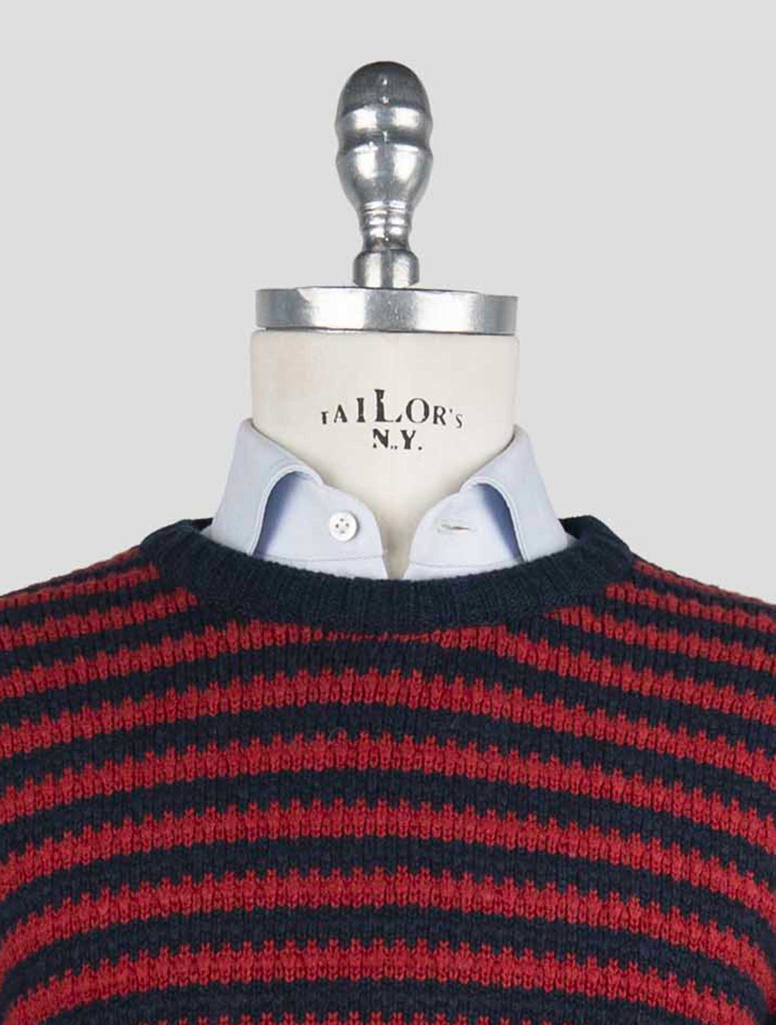 Kiton Blue Red Cashmere Sweater Crewneck