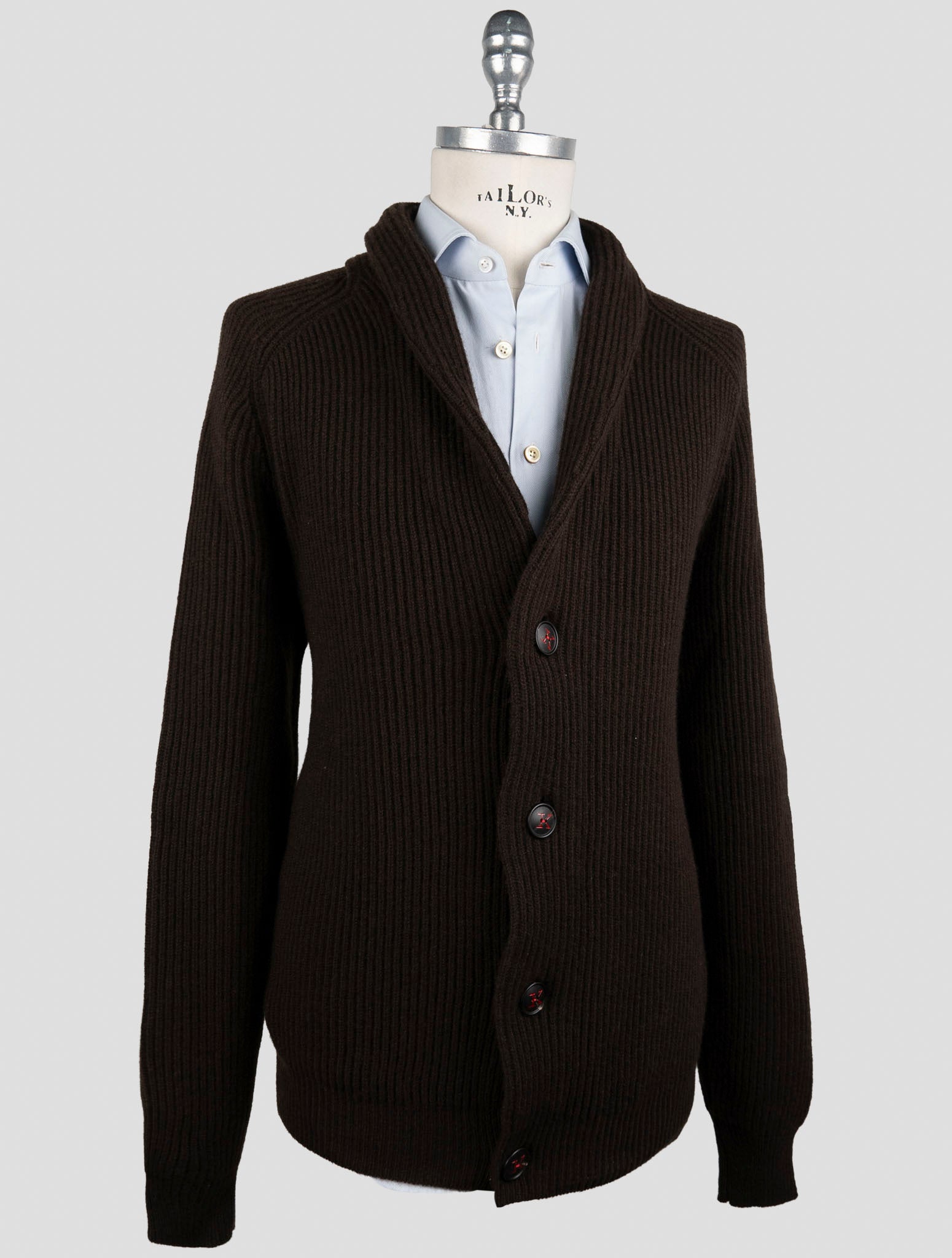 Kiton Brown Cashmere Sweater Cardigan