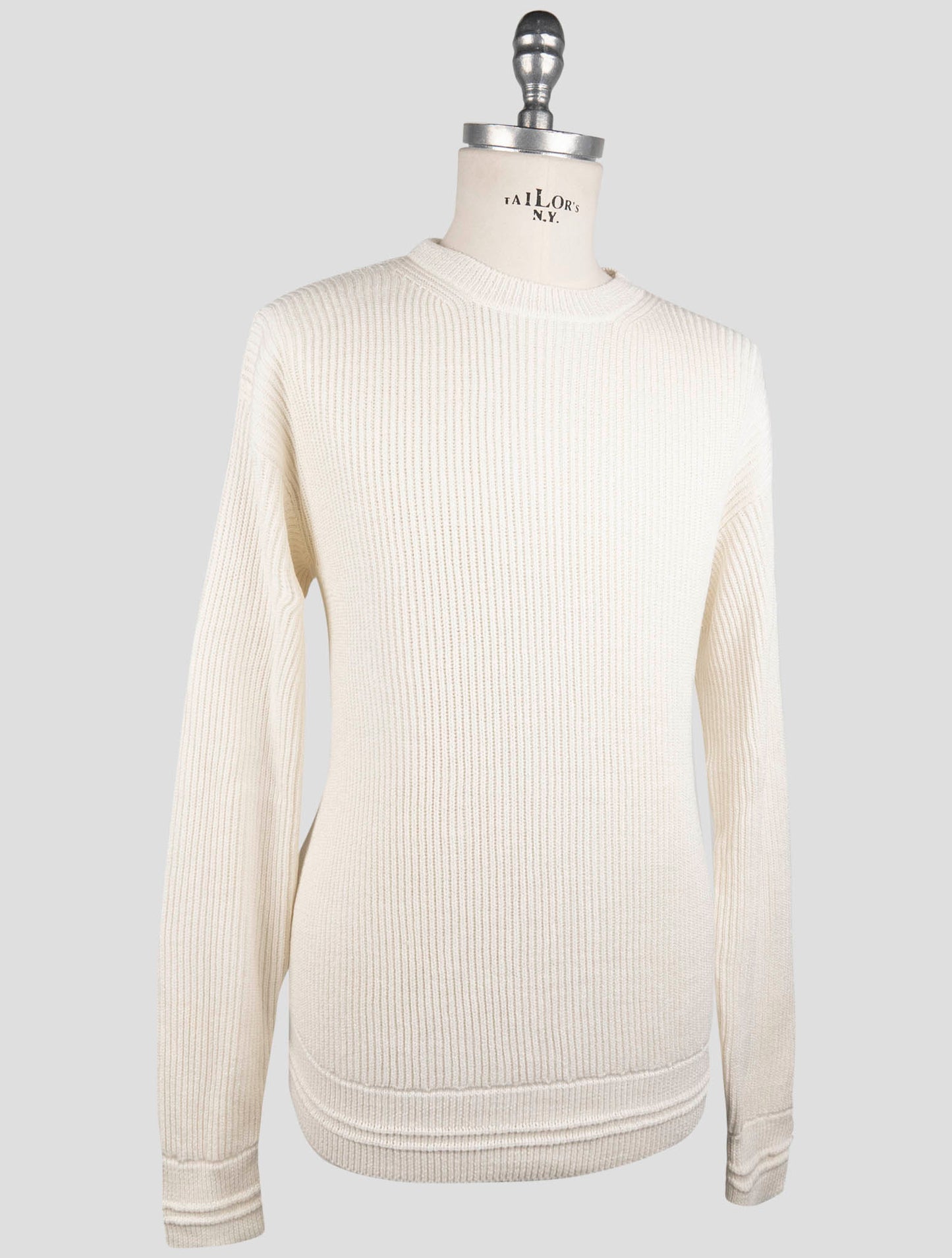 Kiton White Silk Cotton Sweater Crewneck