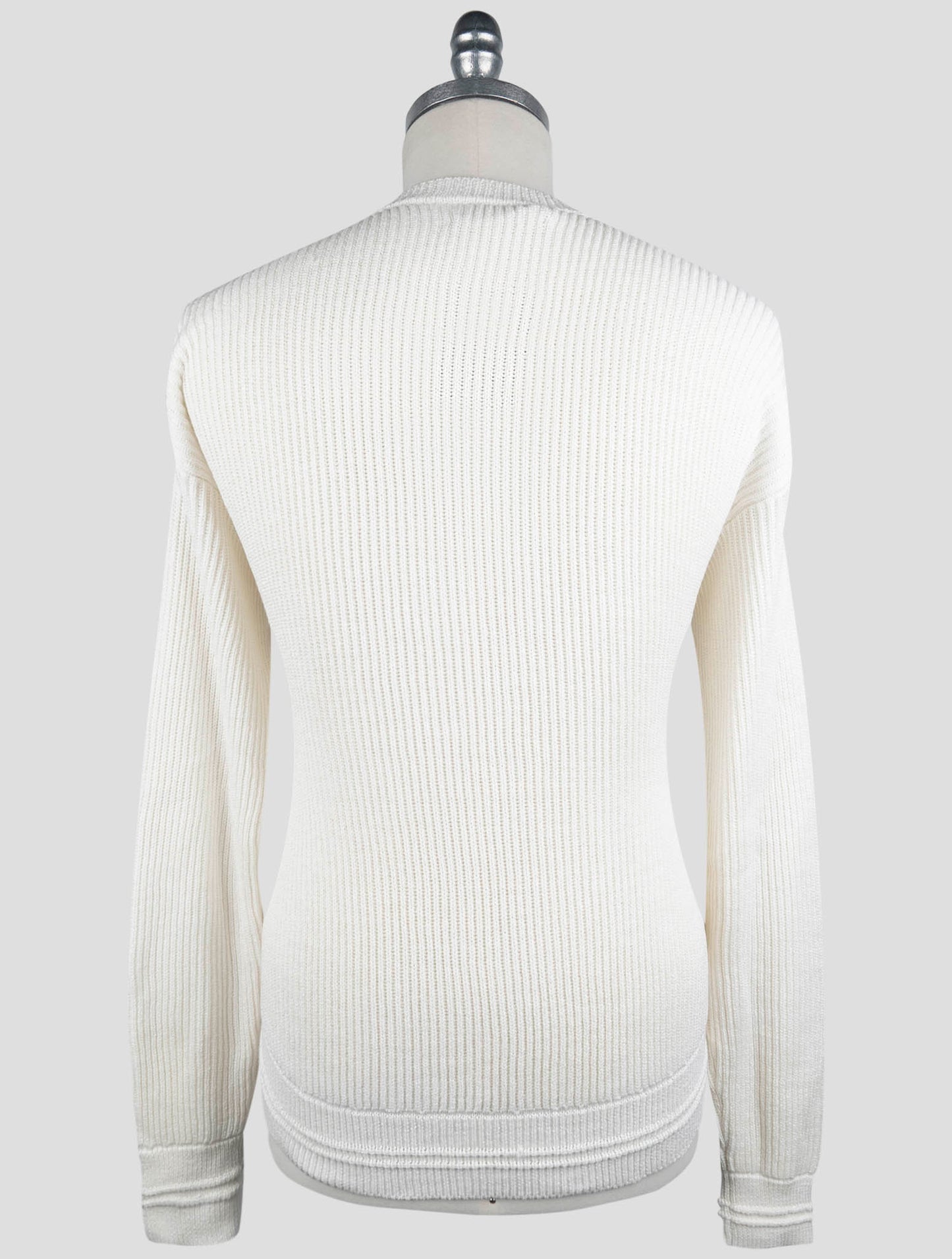 Kiton White Silk Cotton Sweater Crewneck