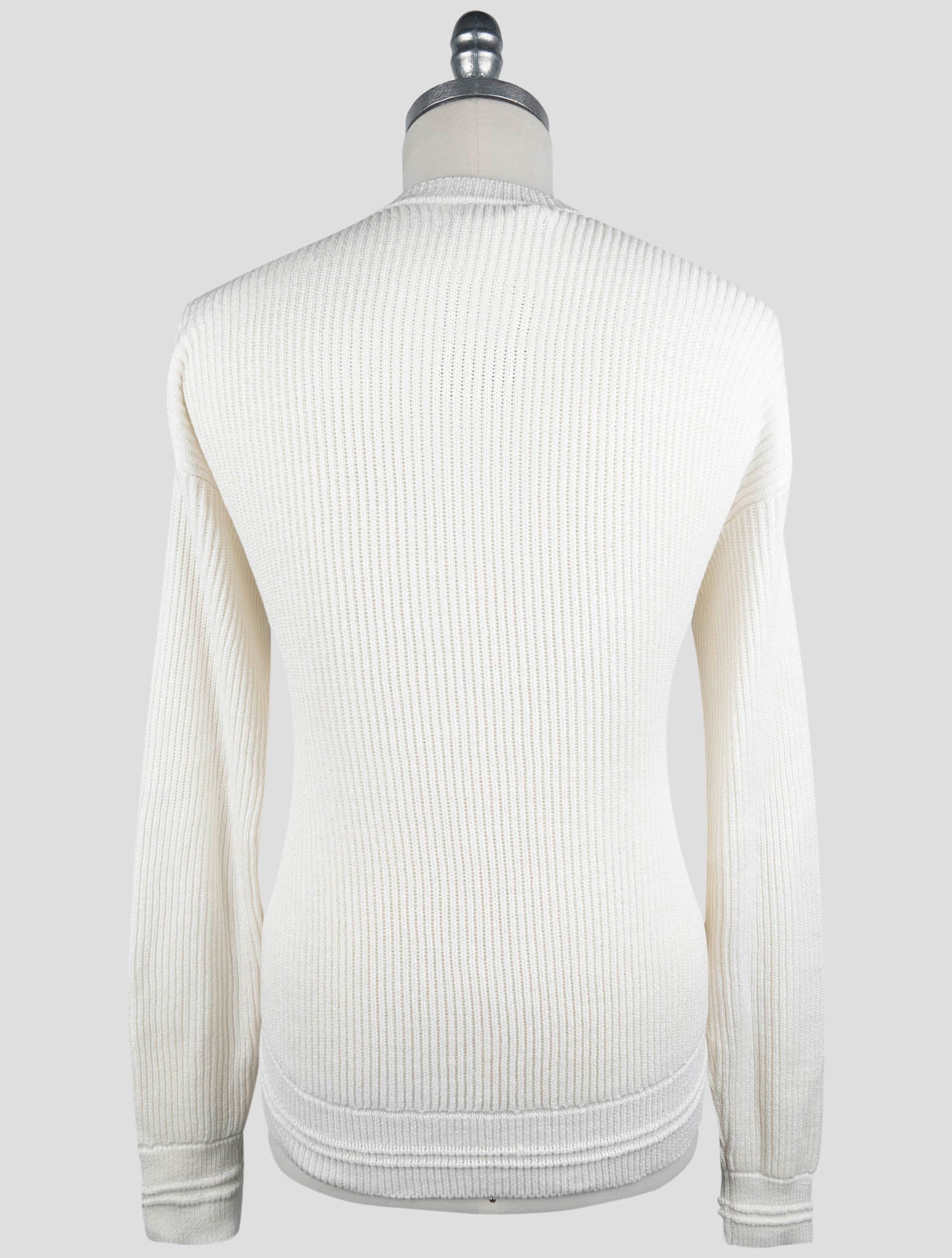 Kiton White Silk Cotton Sweater Crewneck