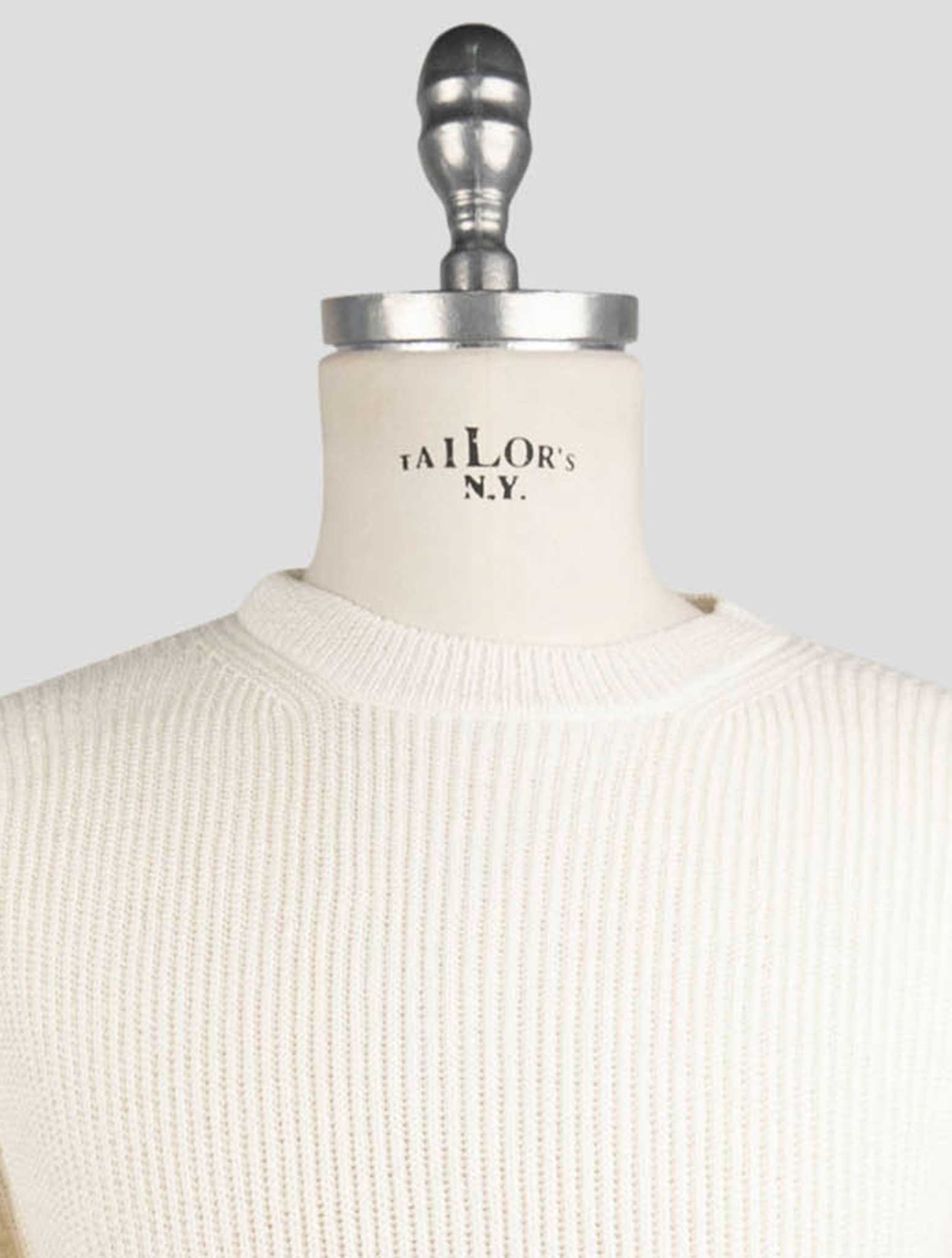 Kiton White Silk Cotton Sweater Crewneck