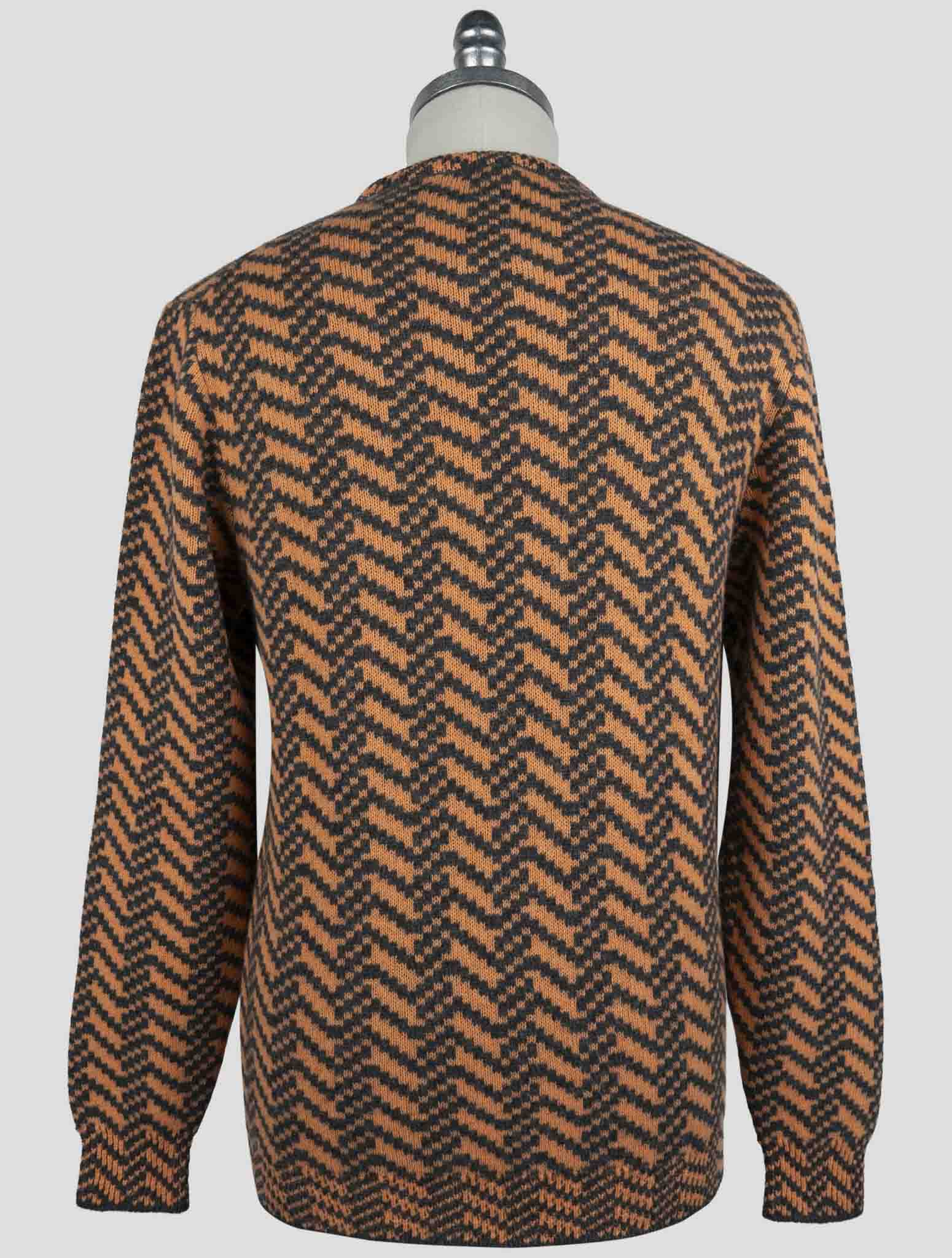 Kiton Orange Gray Cashmere Sweater Crewneck