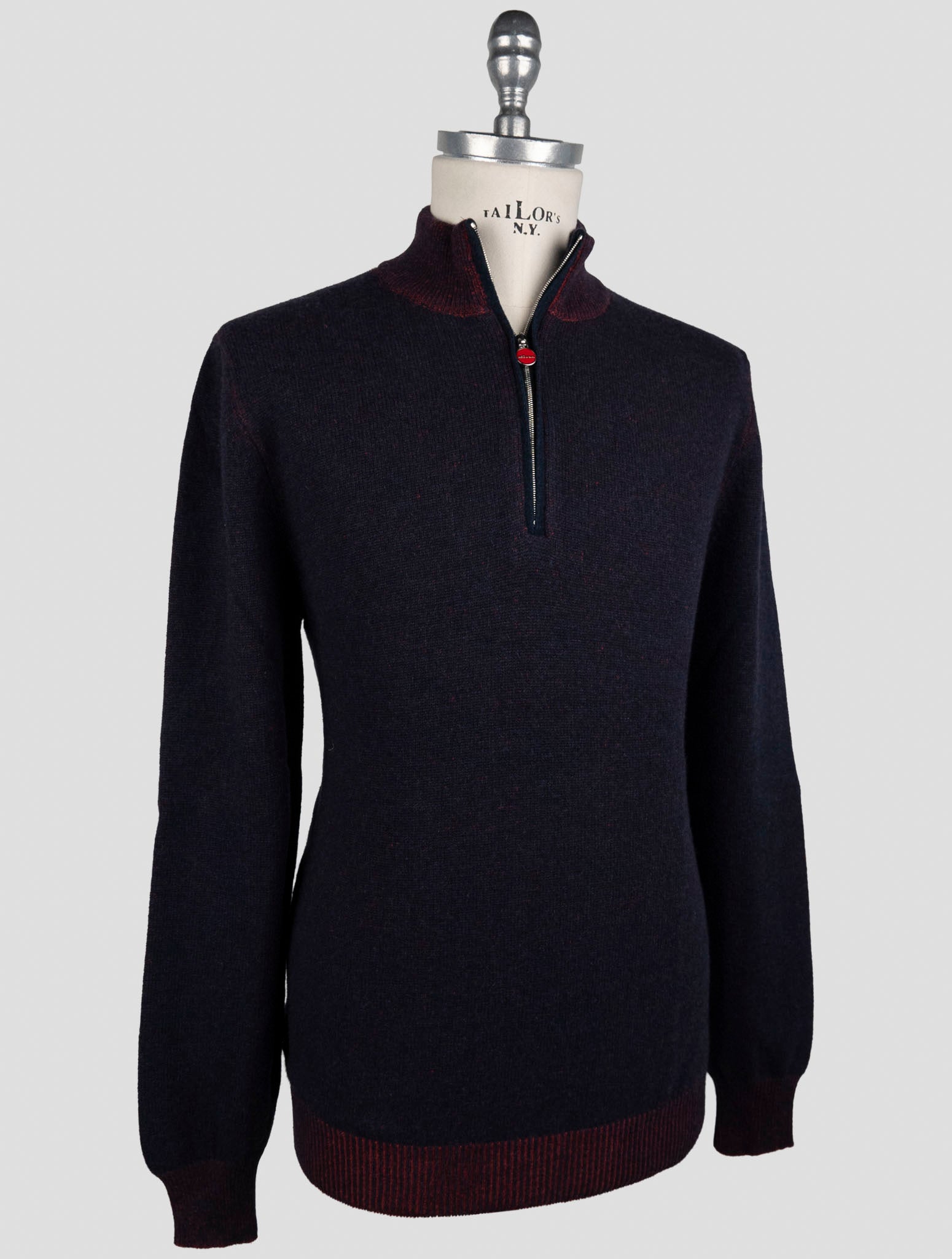 Kiton Red Blue Cashmere Sweater Polo