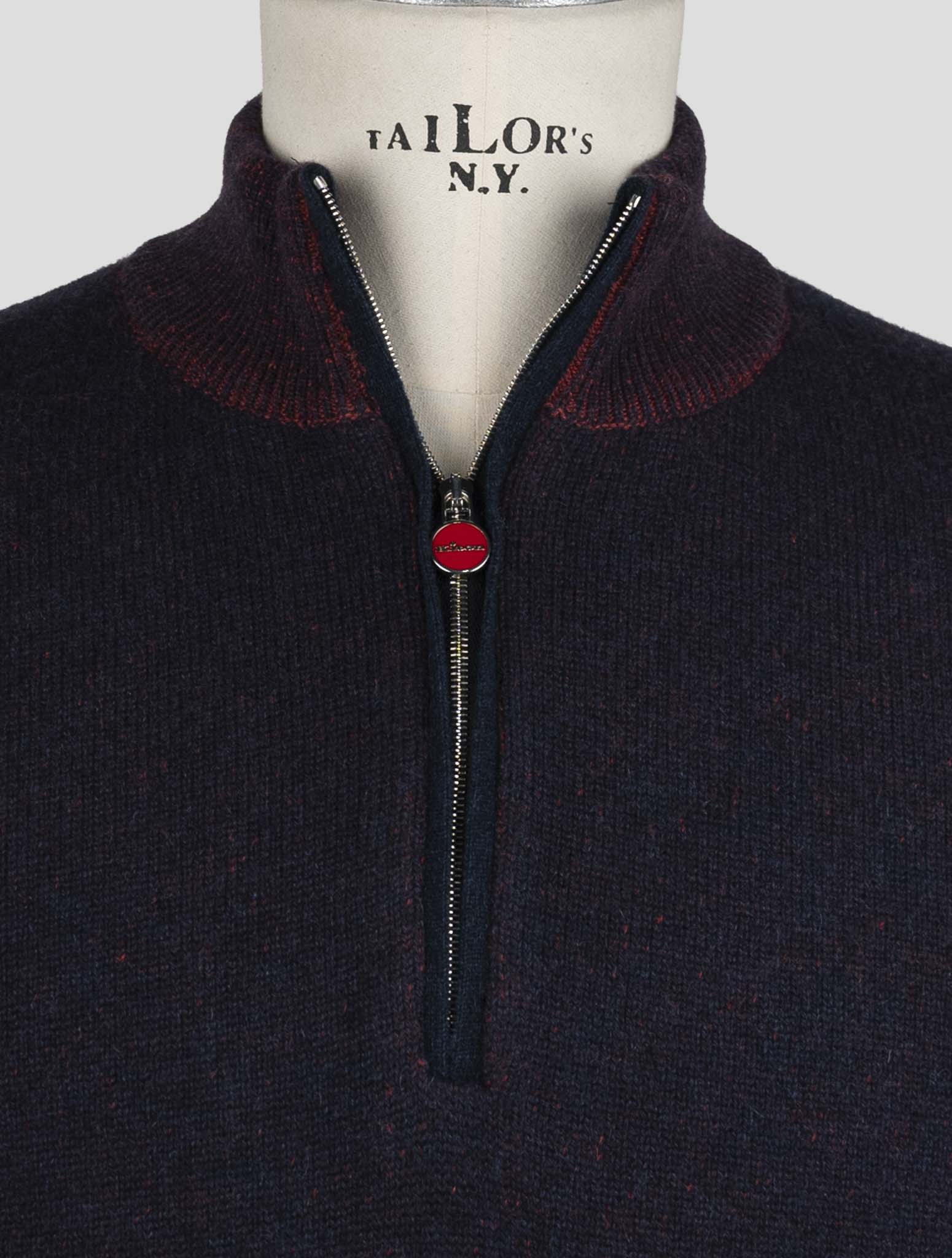 Kiton Red Blue Cashmere Sweater Polo