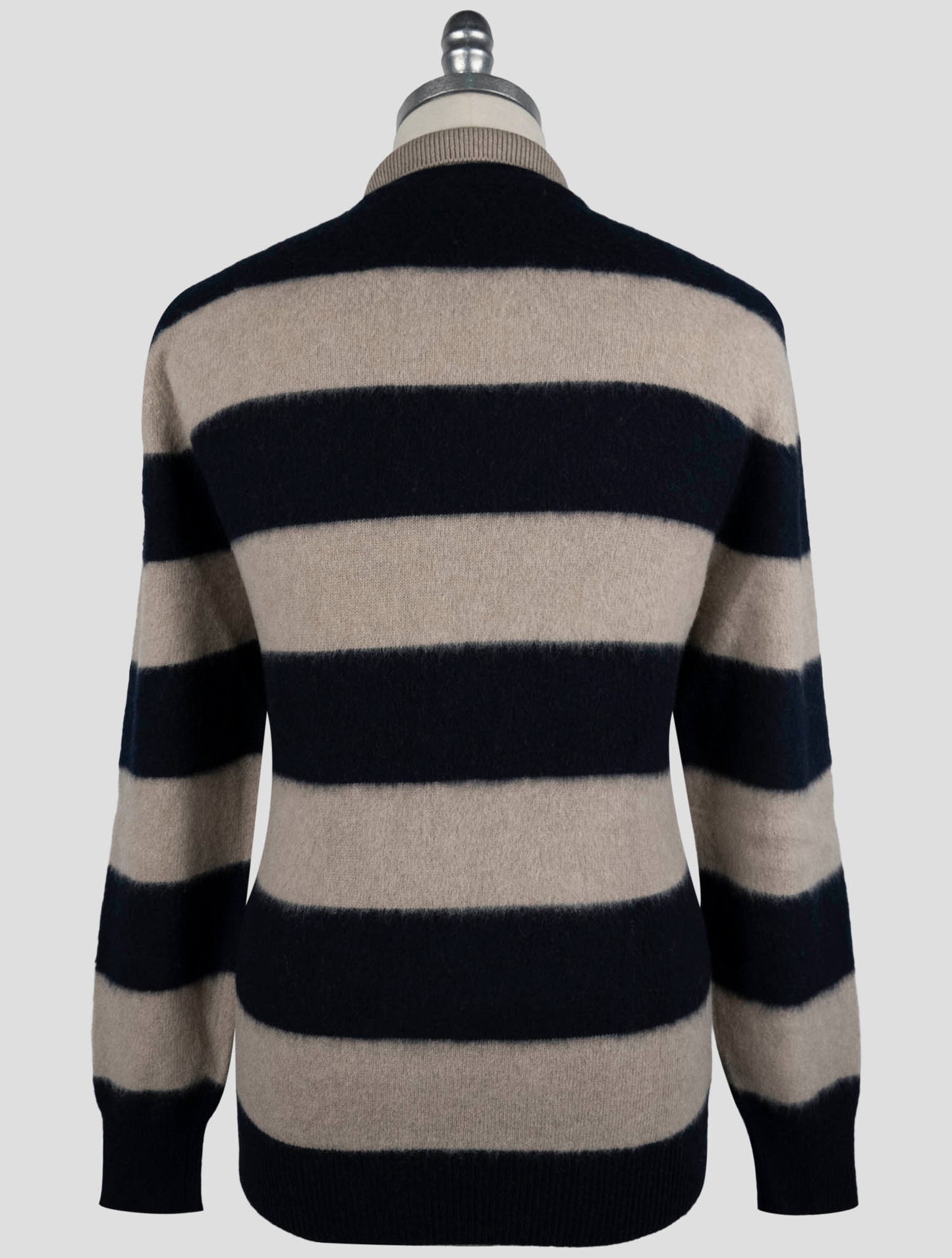 Kiton Beige Blue Wool Cashmere Sweater Polo