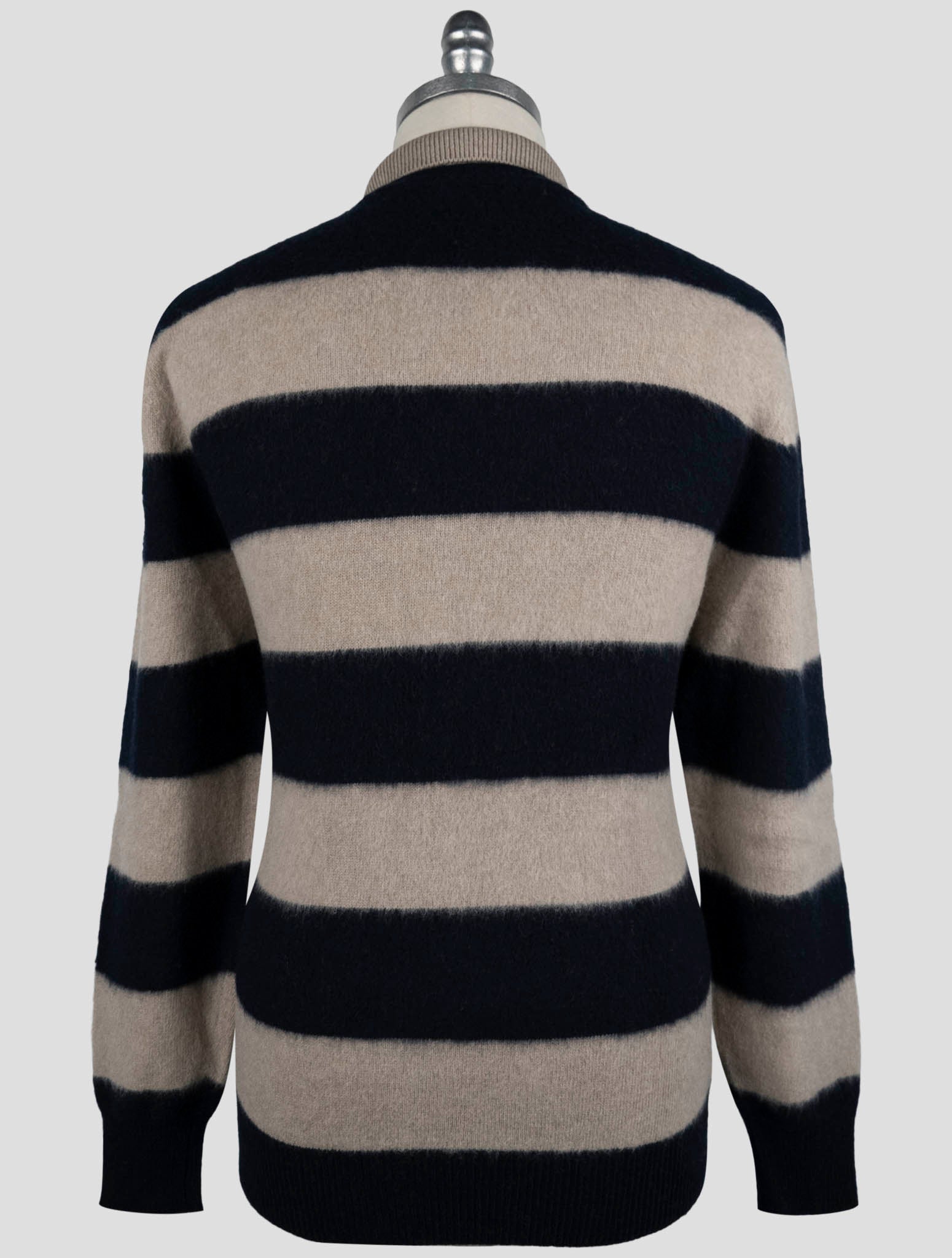 Kiton Beige Blue Wool Cashmere Sweater Polo
