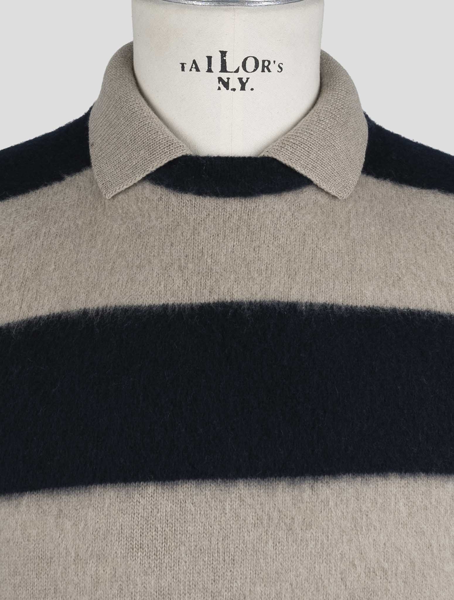 Kiton Beige Blue Wool Cashmere Sweater Polo