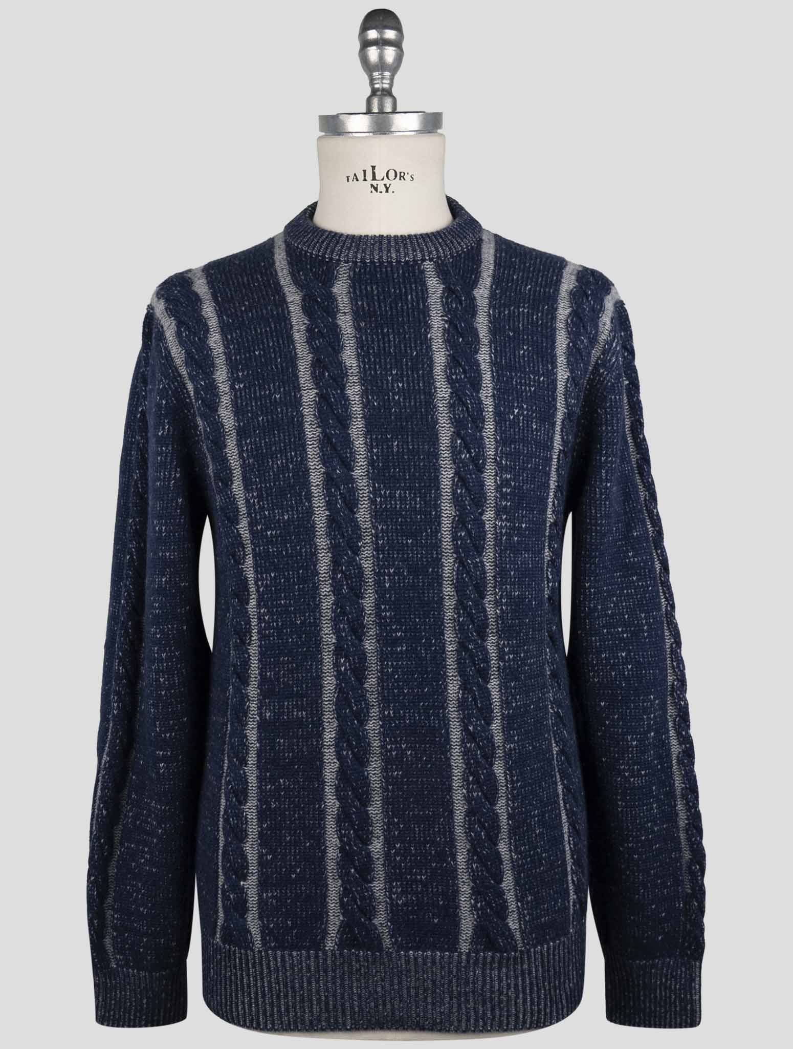 Kiton Blue Gray Cashmere Sweater Crewneck