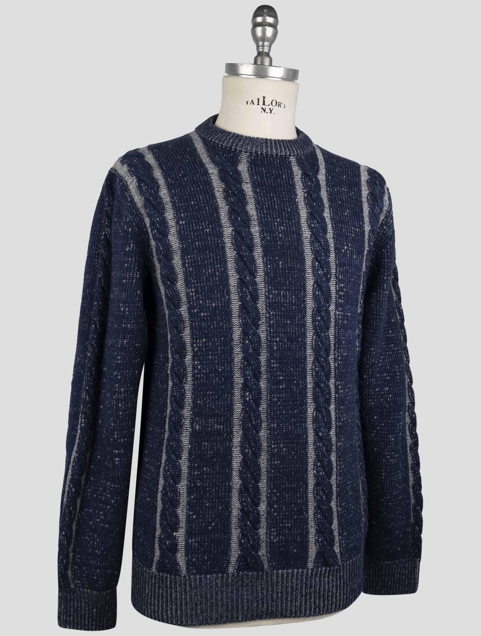 Kiton Blue Gray Cashmere Sweater Crewneck