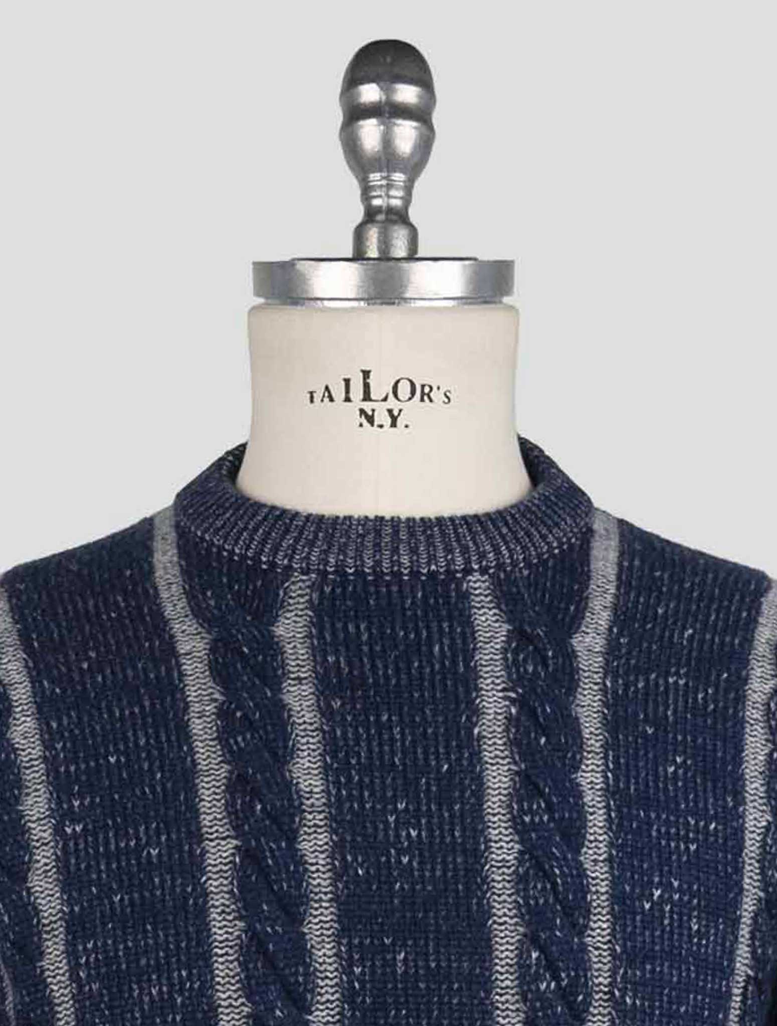 Kiton Blue Gray Cashmere Sweater Crewneck