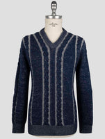 Kiton Blue Gray Cashmere Sweater V-Neck