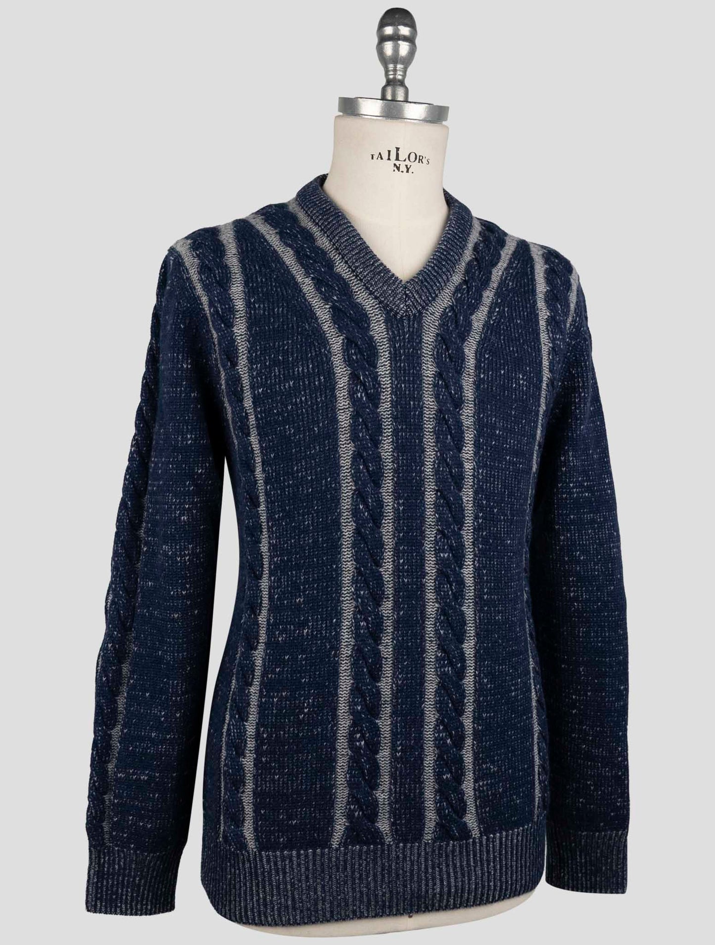 Kiton Blue Gray Cashmere Sweater V-Neck