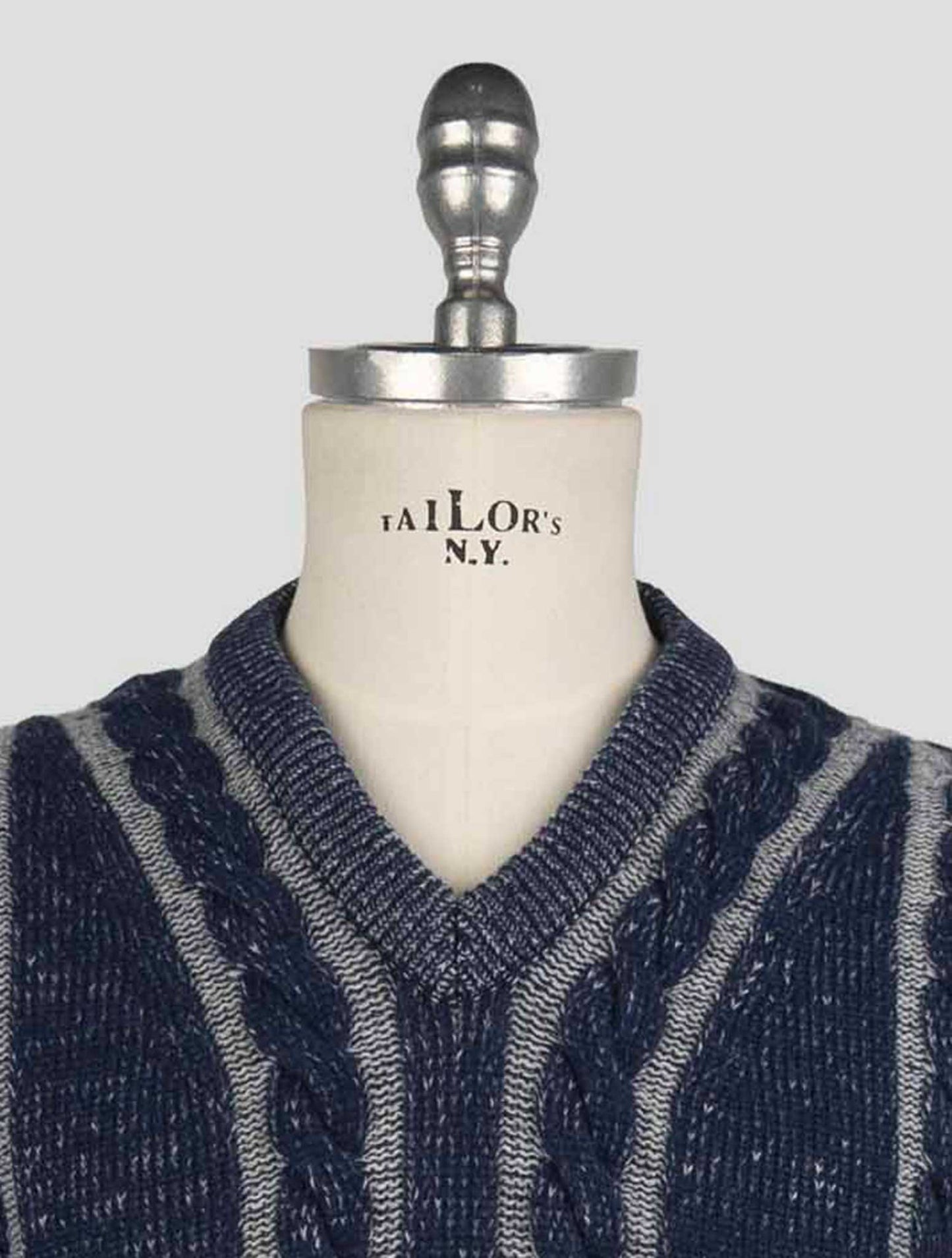 Kiton Blue Gray Cashmere Sweater V-Neck