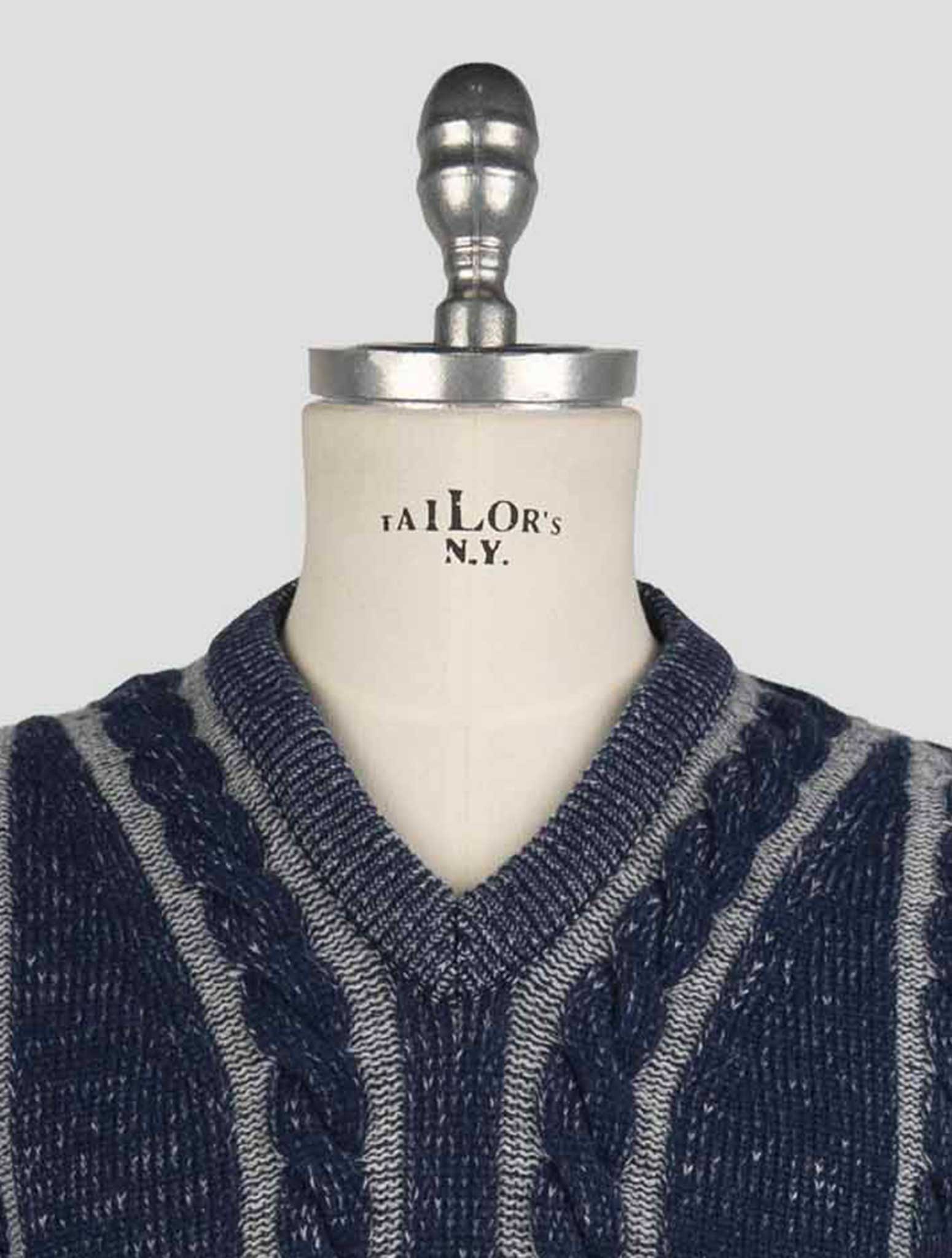 Kiton Blue Gray Cashmere Sweater V-Neck