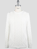 Kiton White Cotton Sweater Crewneck