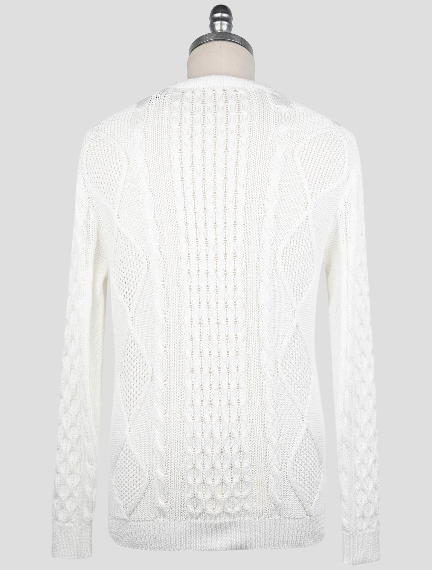 Kiton White Cotton Sweater Crewneck