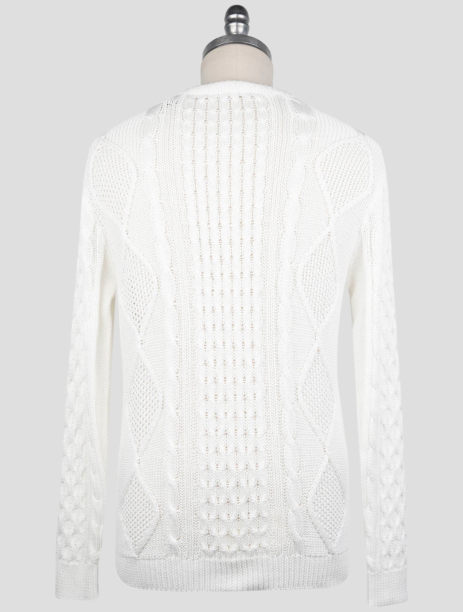 Kiton White Cotton Sweater Crewneck