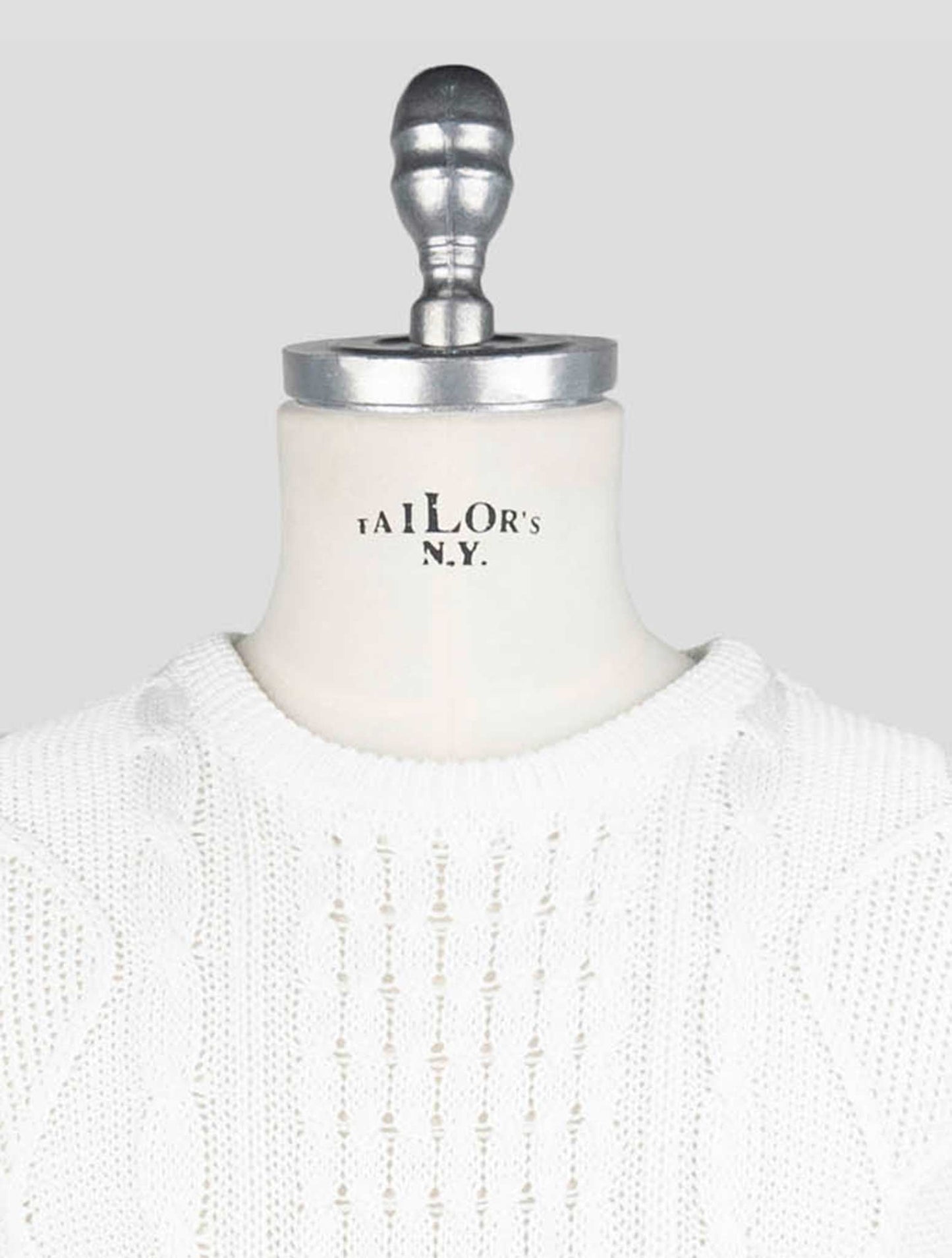 Kiton White Cotton Sweater Crewneck