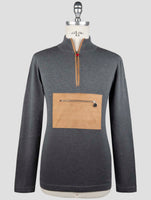 Kiton Gray Cotton Sweater Half Zip