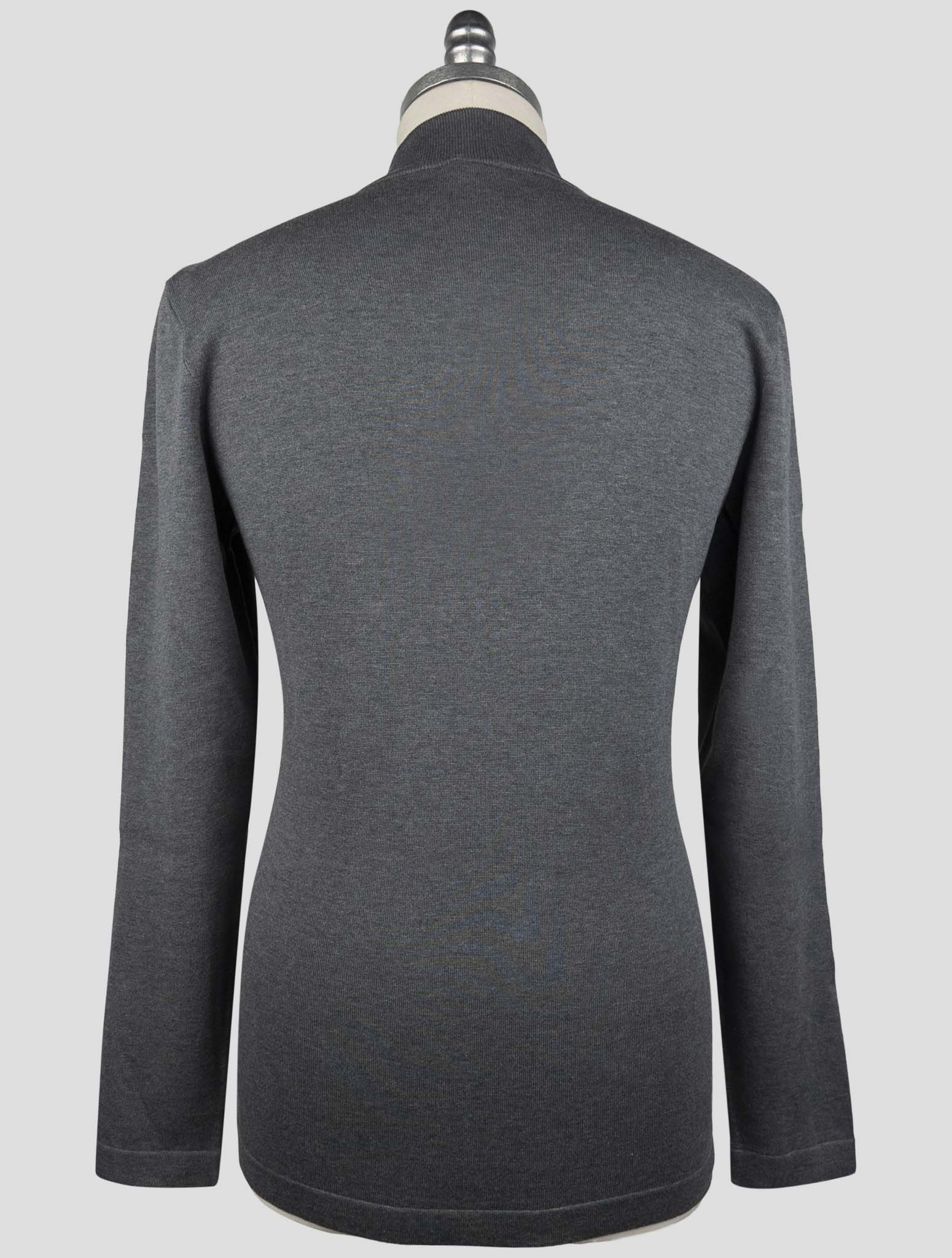 Kiton Gray Cotton Sweater Half Zip