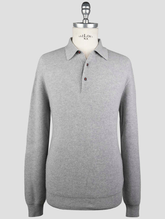 Kiton Gray Cashmere Sweater Polo