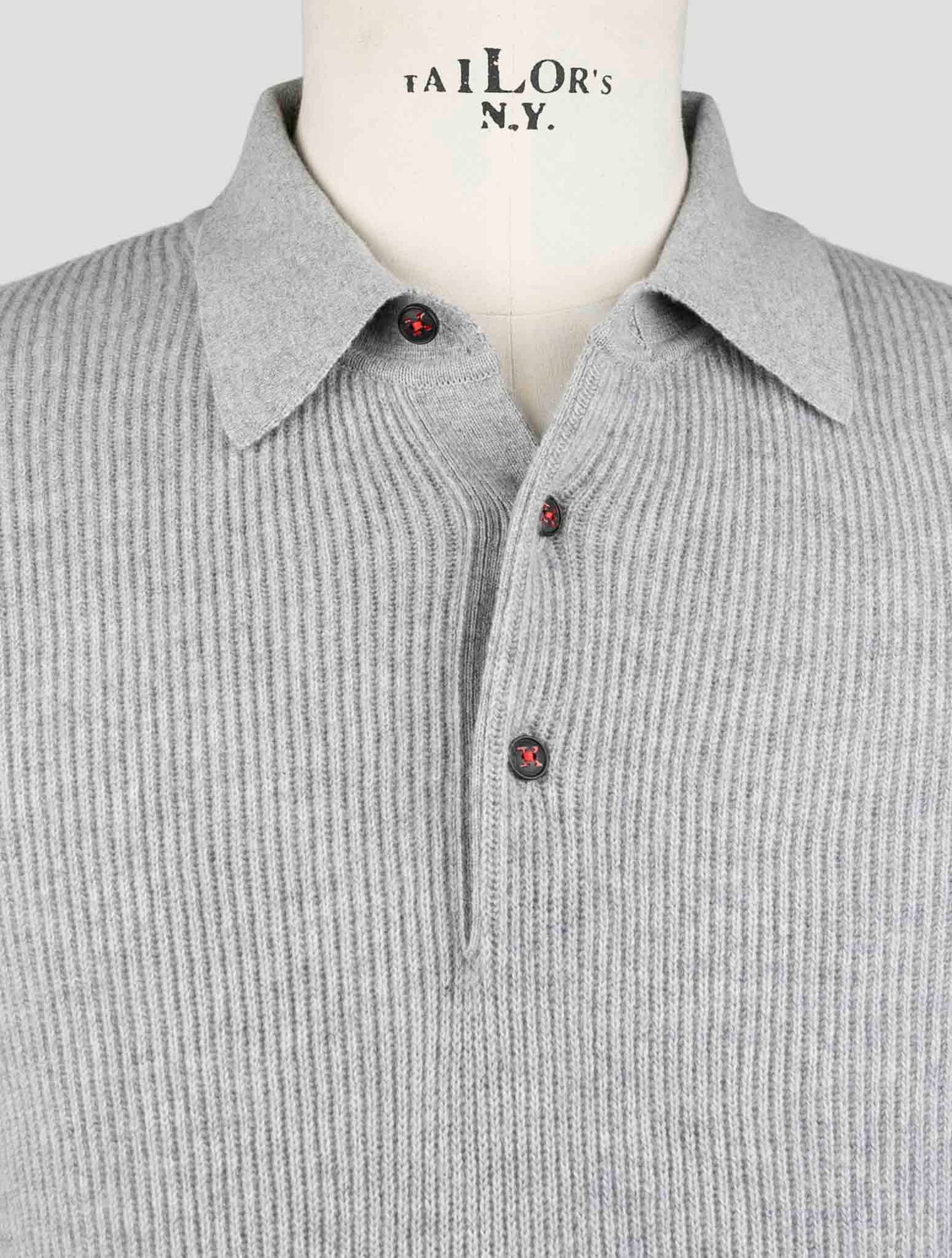 Kiton Gray Cashmere Sweater Polo