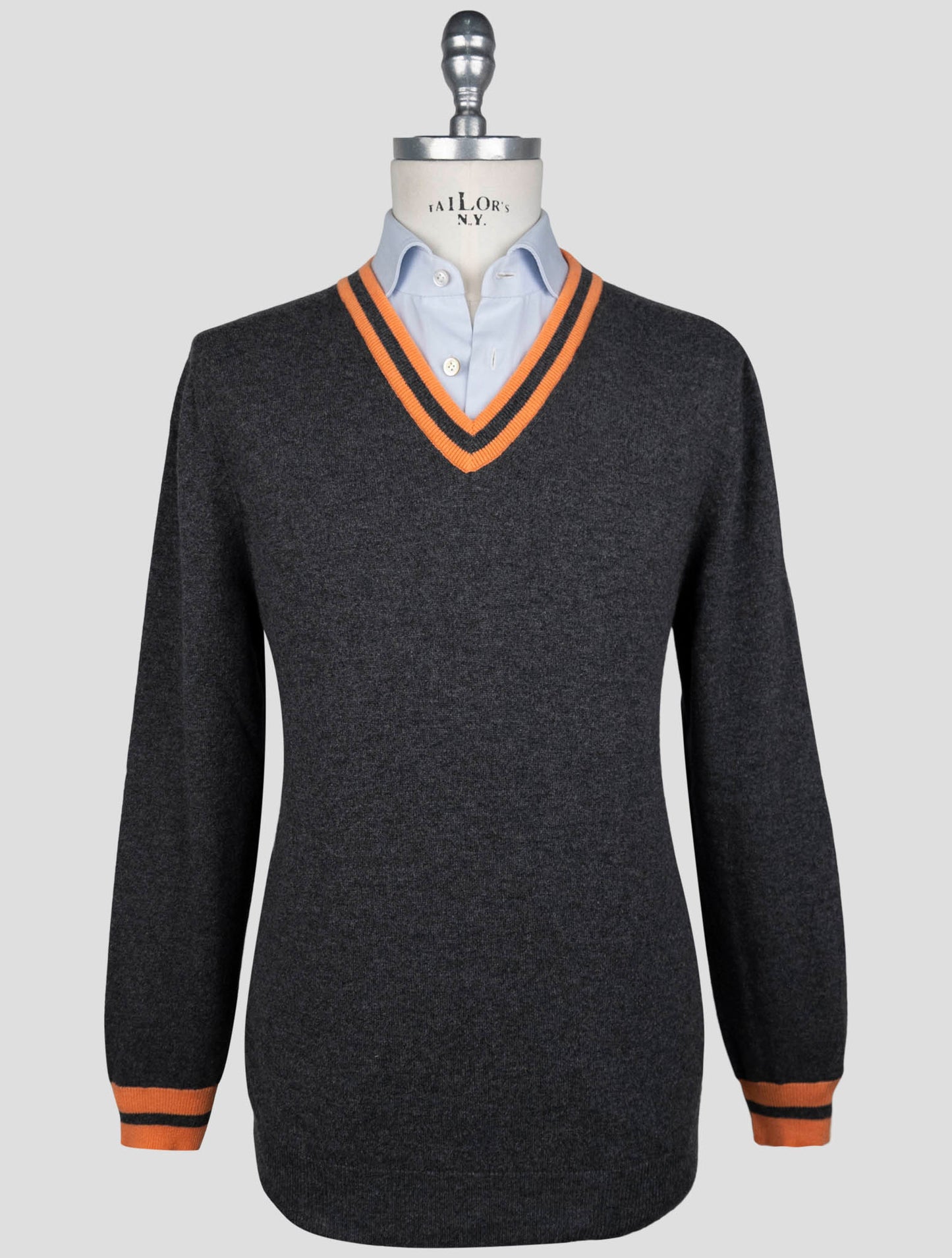 Kiton Orange Cashmere Sweater V-Neck