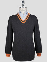 Kiton Orange Cashmere Sweater V-Neck