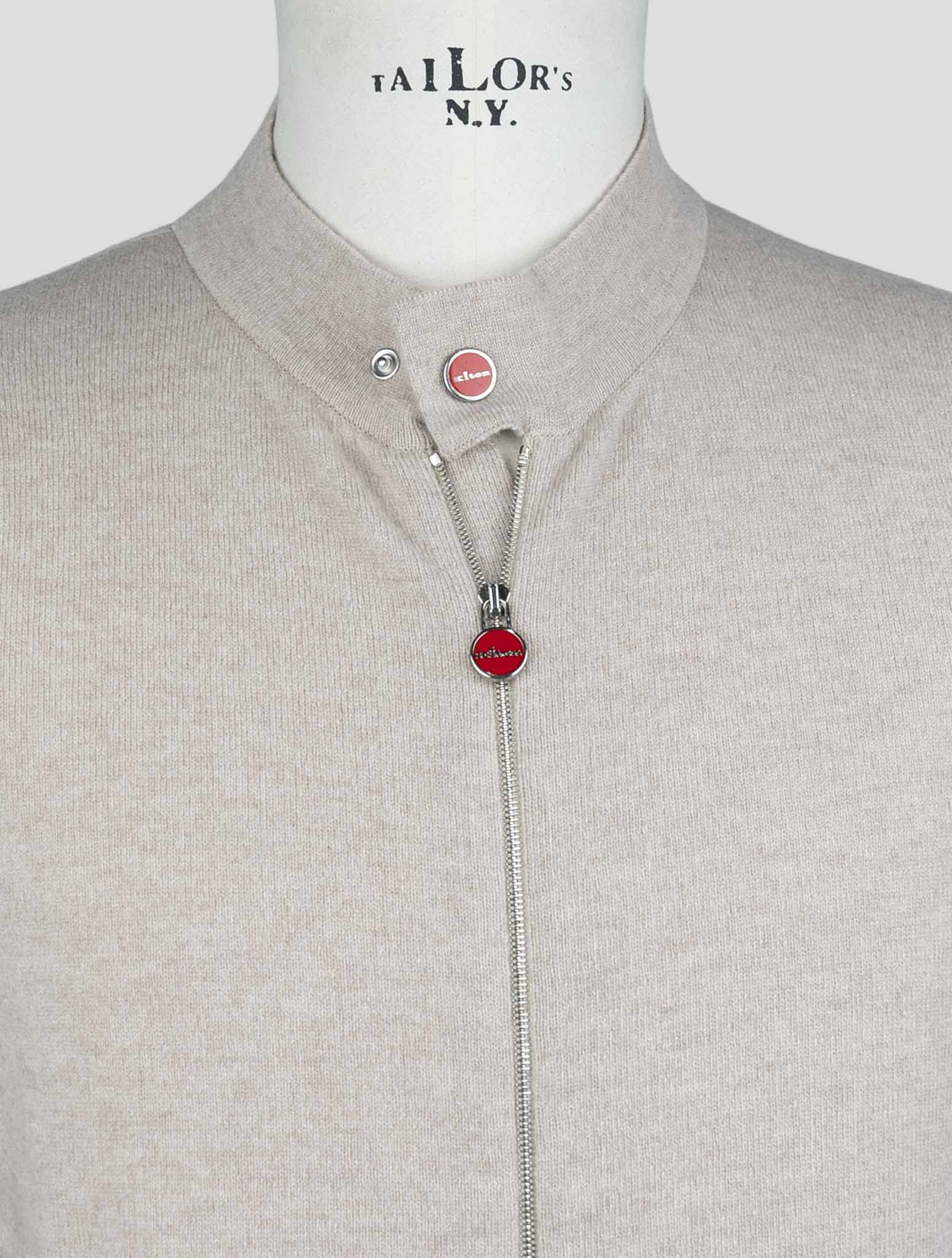 Kiton Beige Cashmere Sweater Full Zip