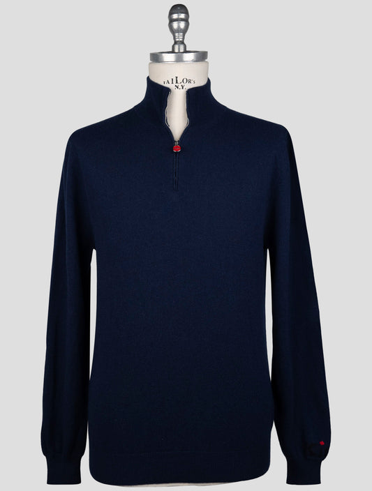 Kiton Blue Cashmere Pa Ea Sweater Full Zip