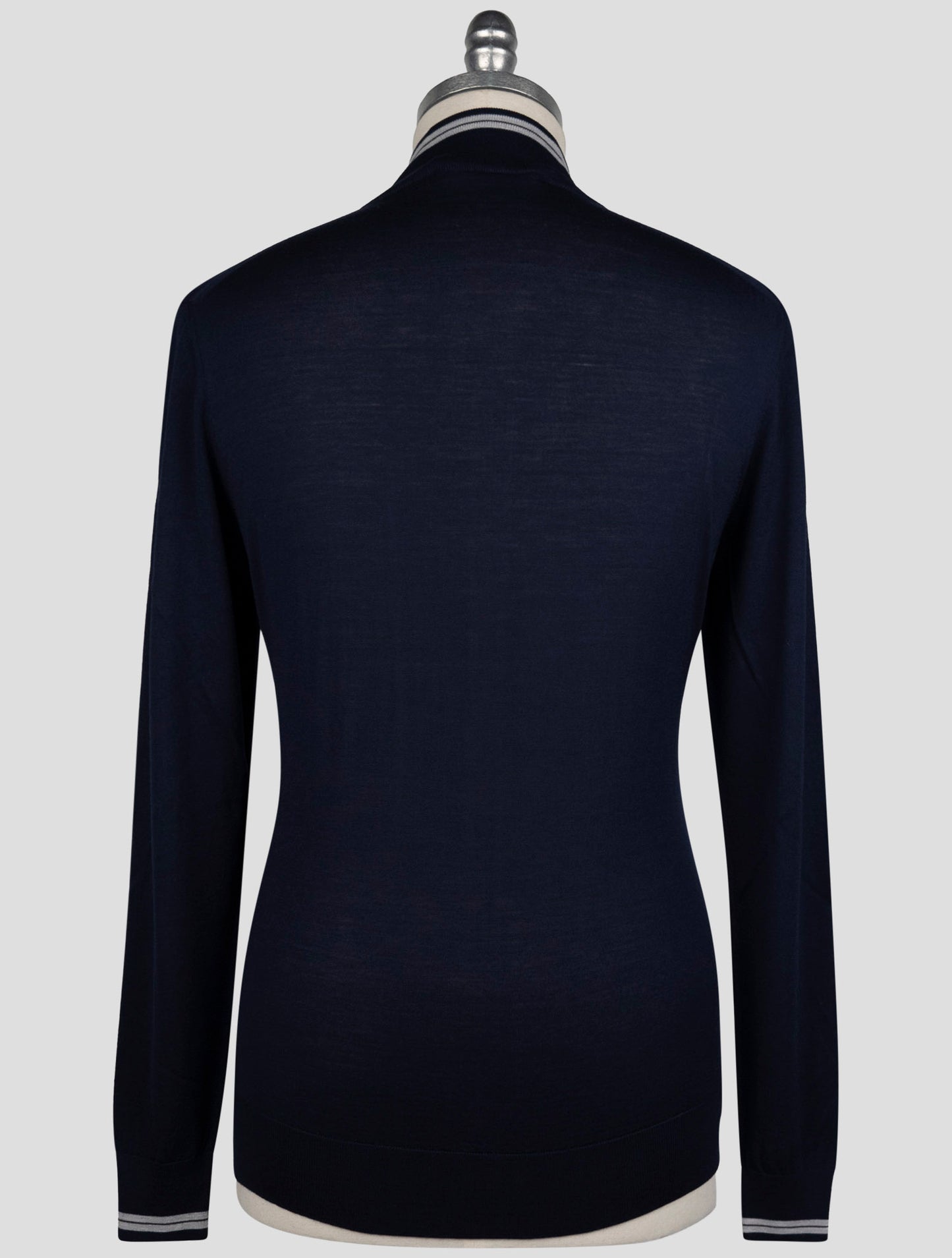 Kiton Blue Wool Sweater Half Zip