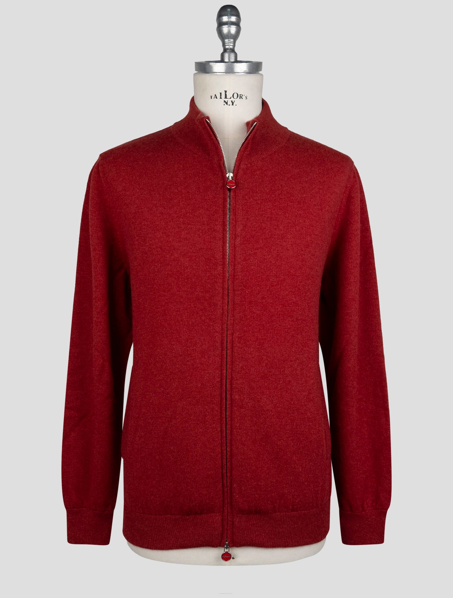 Kiton Red Cashmere Sweater Full Zip