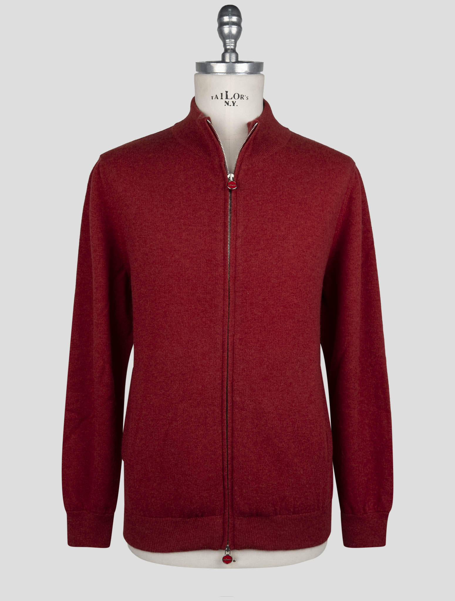 Kiton Red Cashmere Sweater Full Zip