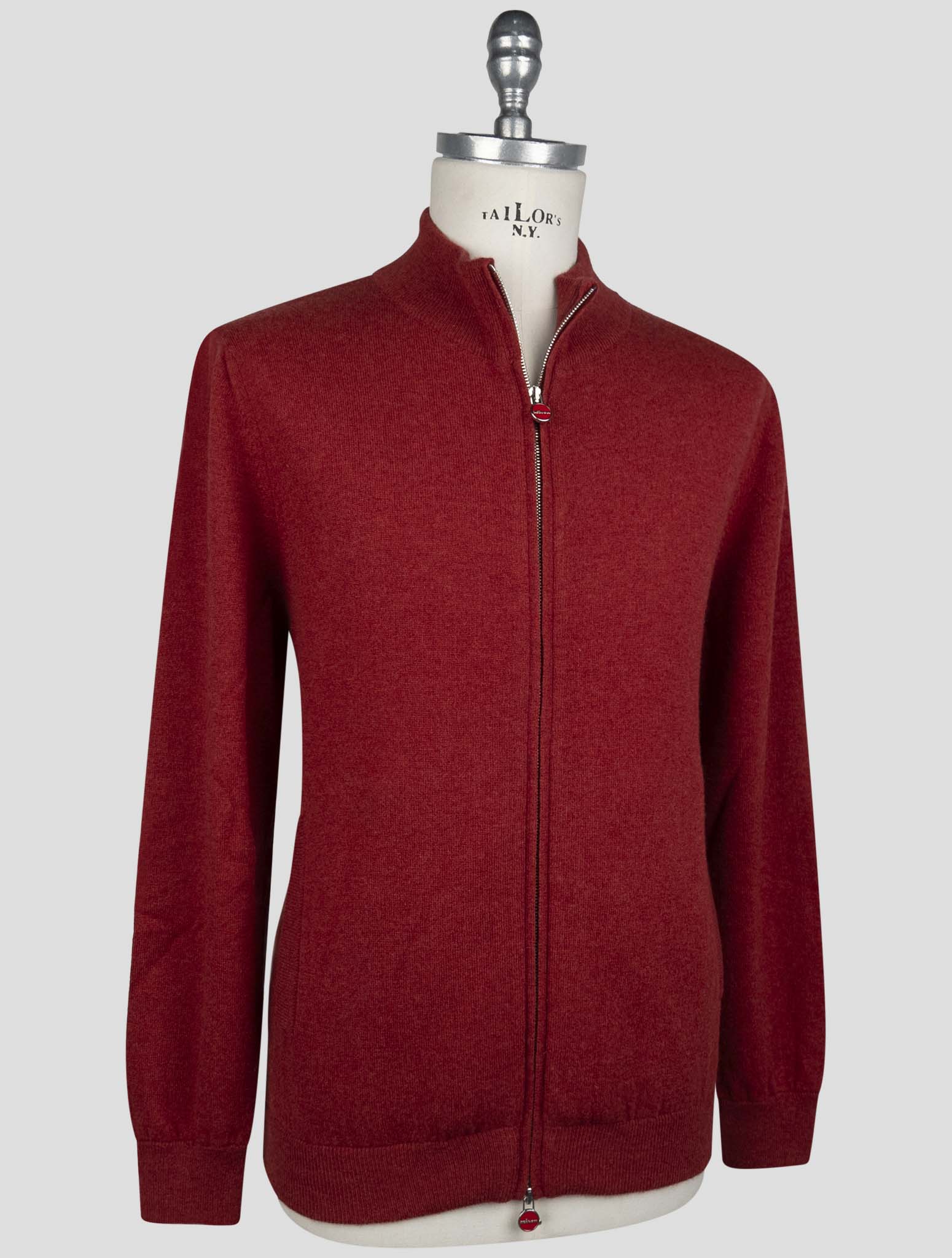 Kiton Red Cashmere Sweater Full Zip